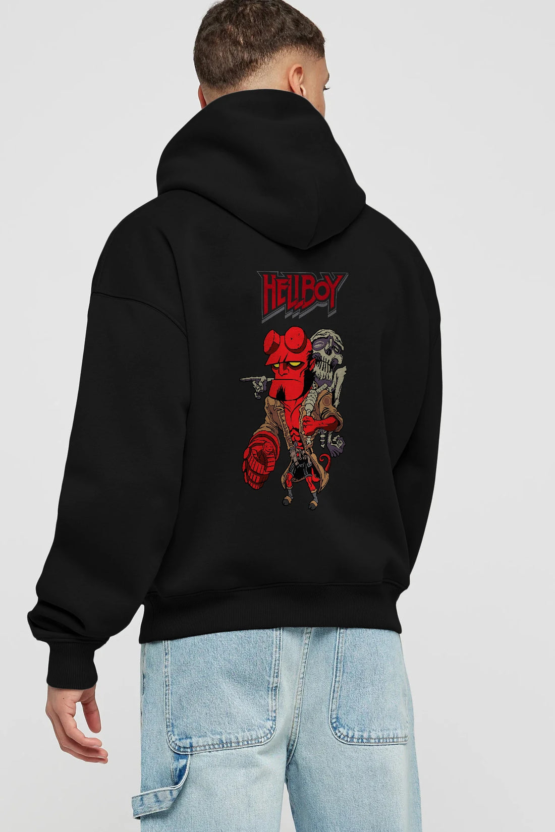 Hellboy (2) Arka Baskılı Hoodie Oversize Kapüşonlu Sweatshirt Erkek Kadın Unisex