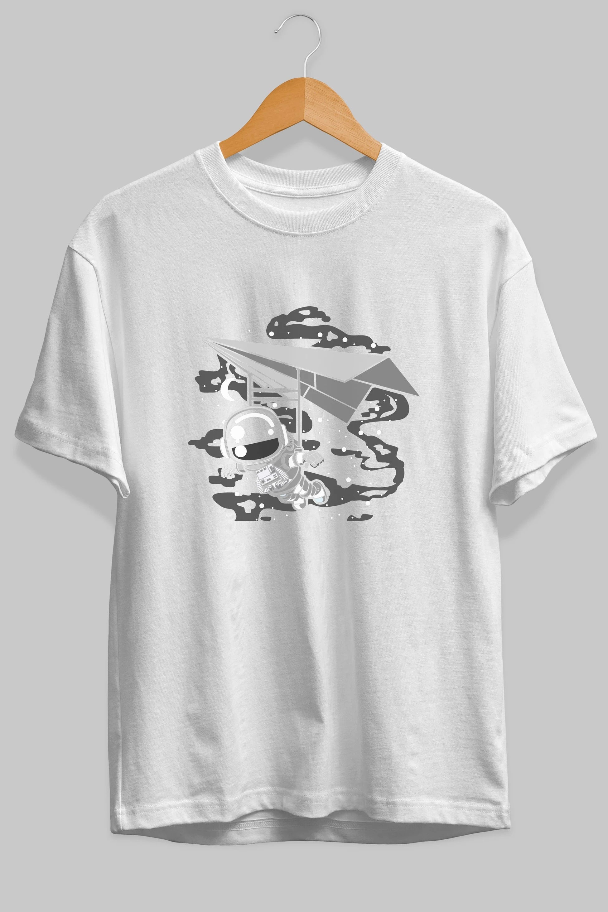 Astronaut Flying Ön Baskılı Oversize t-shirt Erkek Kadın Unisex