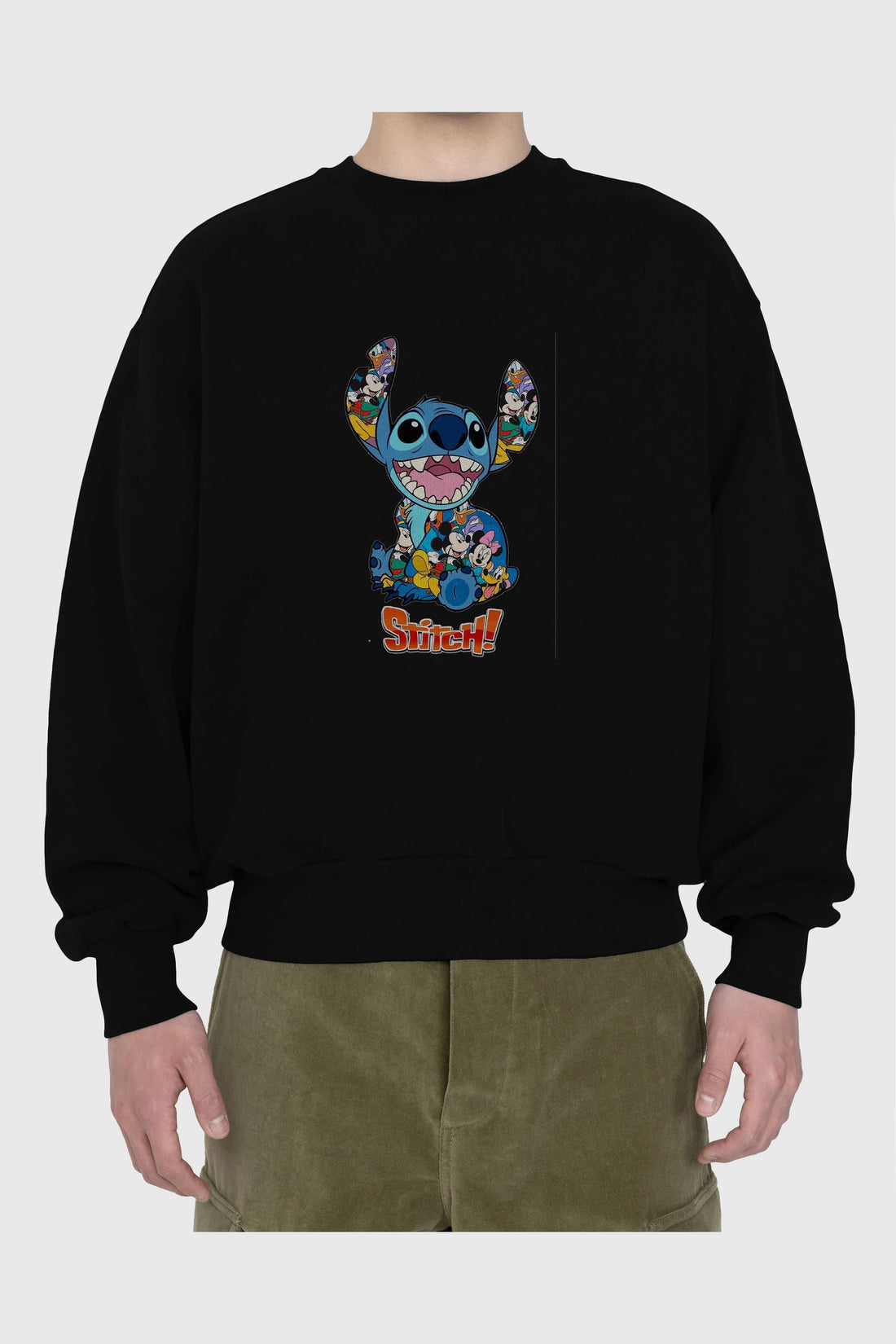 Stitch Ön Baskılı Oversize Sweatshirt Erkek Kadın Unisex