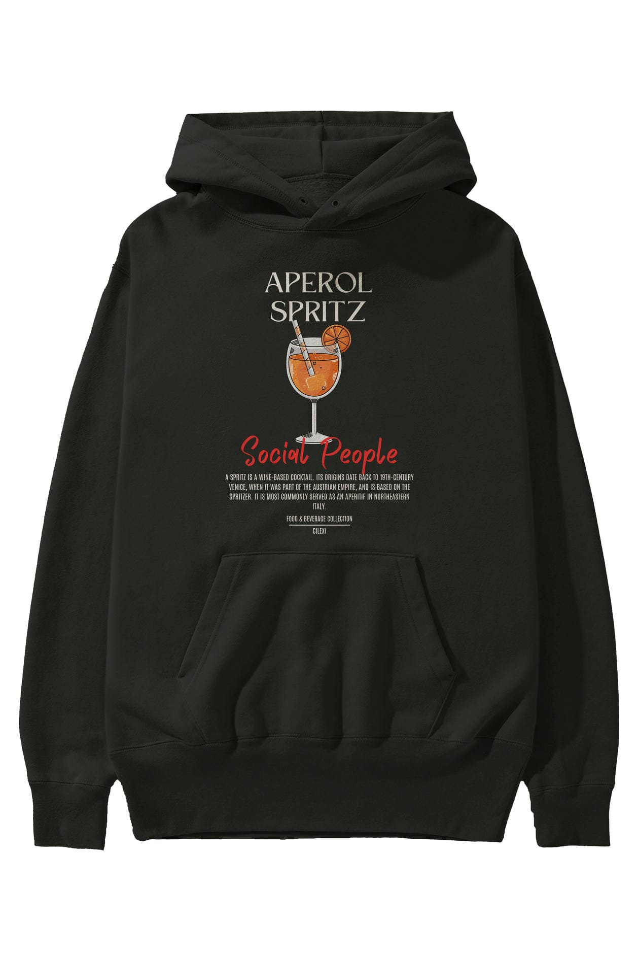 Aperol Spritz Kokteyl Ön Baskılı Hoodie Oversize Kapüşonlu Sweatshirt Erkek Kadın