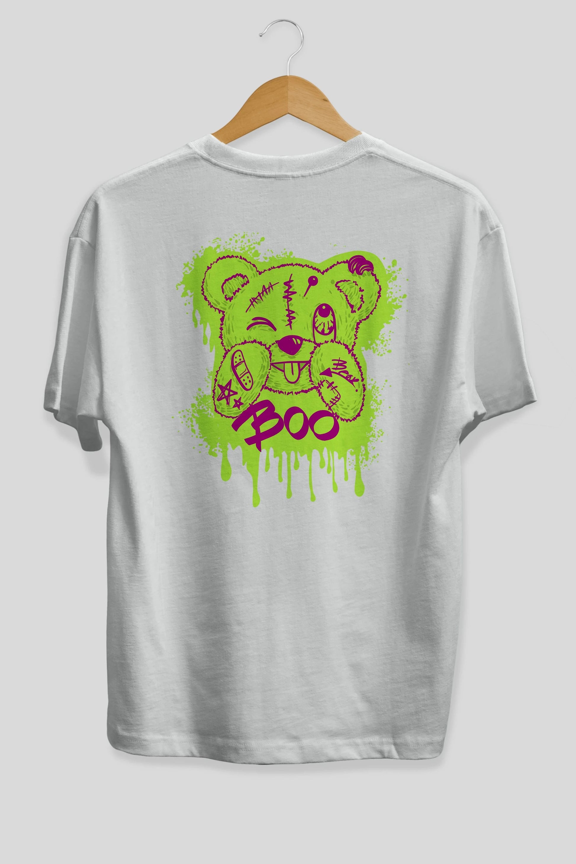 Boo  Bear Arka Baskılı Oversize t-shirt Erkek Kadın Unisex