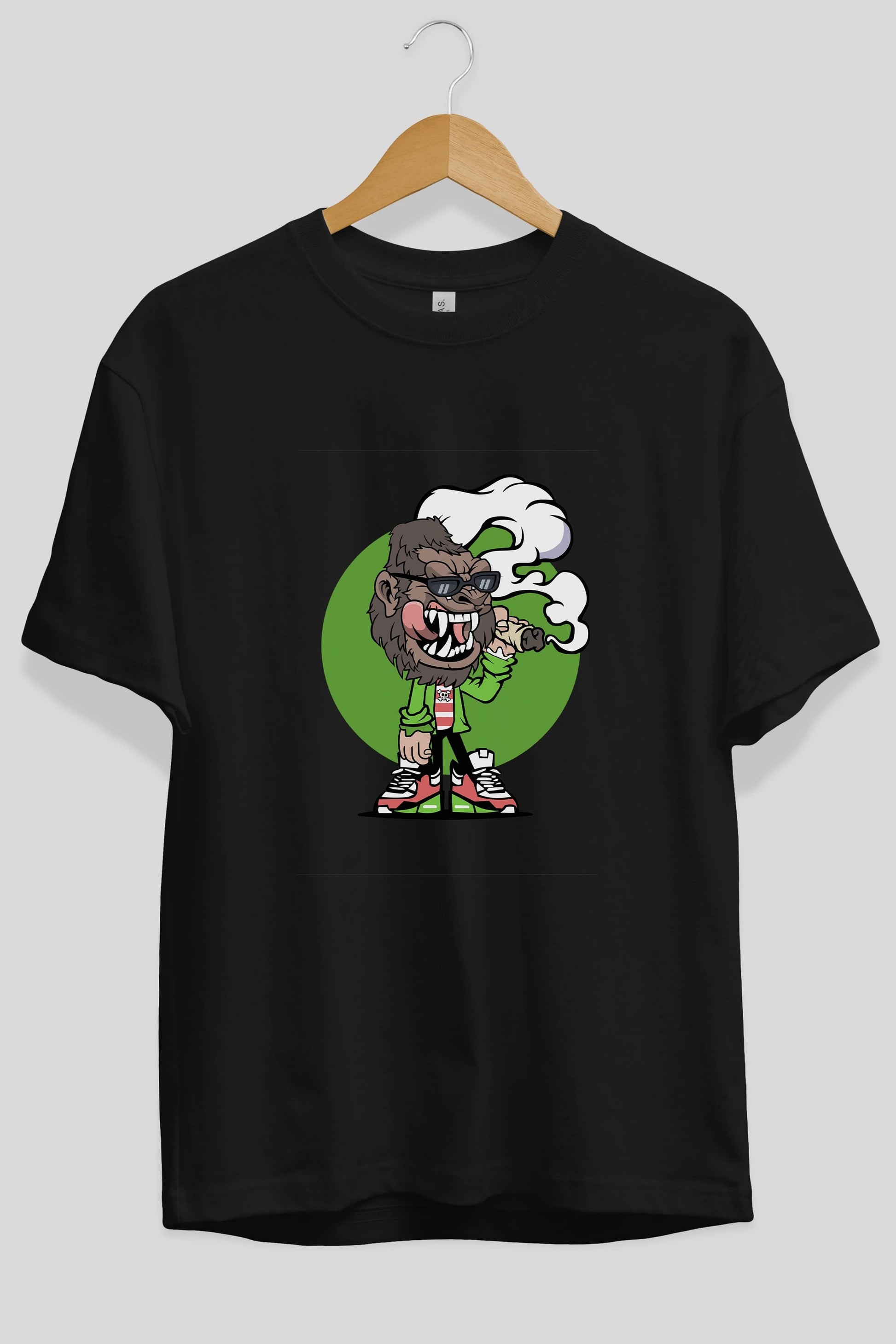 Gorilla Smoker Ön Baskılı Oversize t-shirt Erkek Kadın Unisex %100 Pamuk tişort
