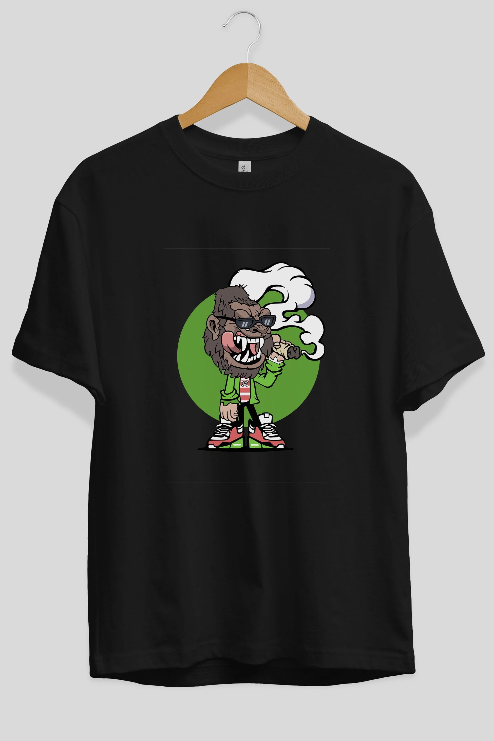Gorilla Smoker Ön Baskılı Oversize t-shirt Erkek Kadın Unisex %100 Pamuk tişort
