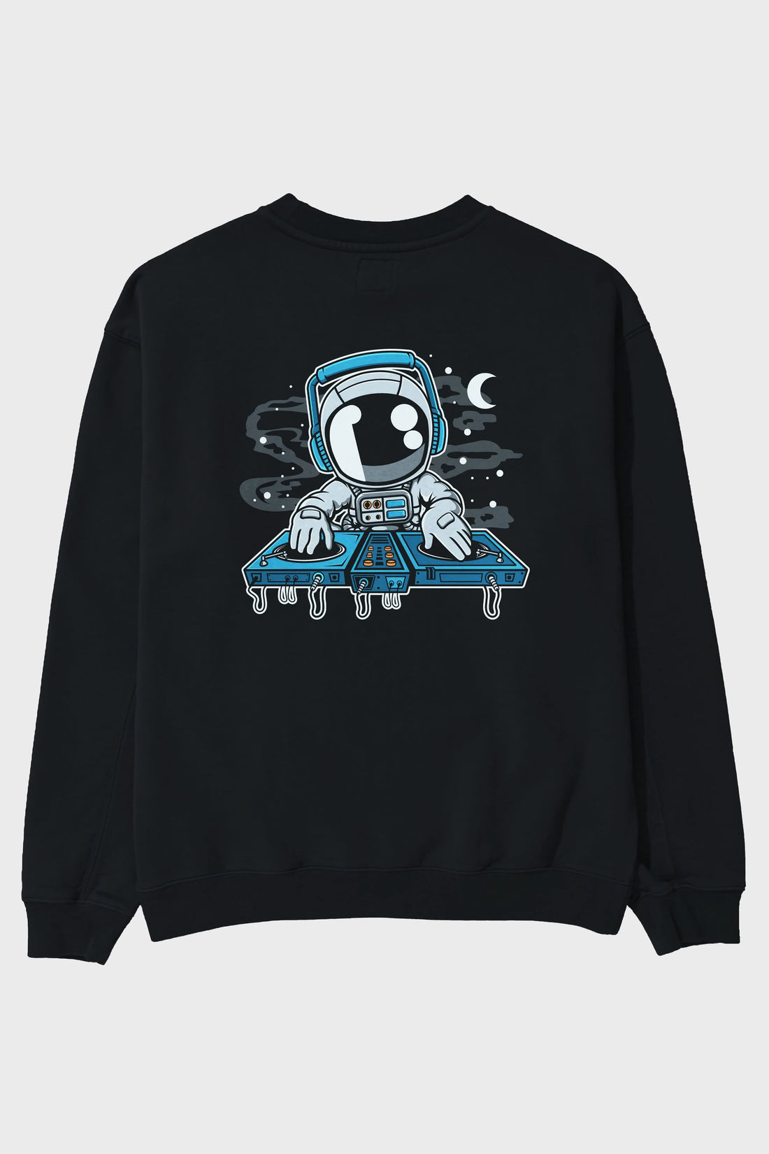 Astronaut Turntable Arka Baskılı Oversize Sweatshirt Erkek Kadın Unisex