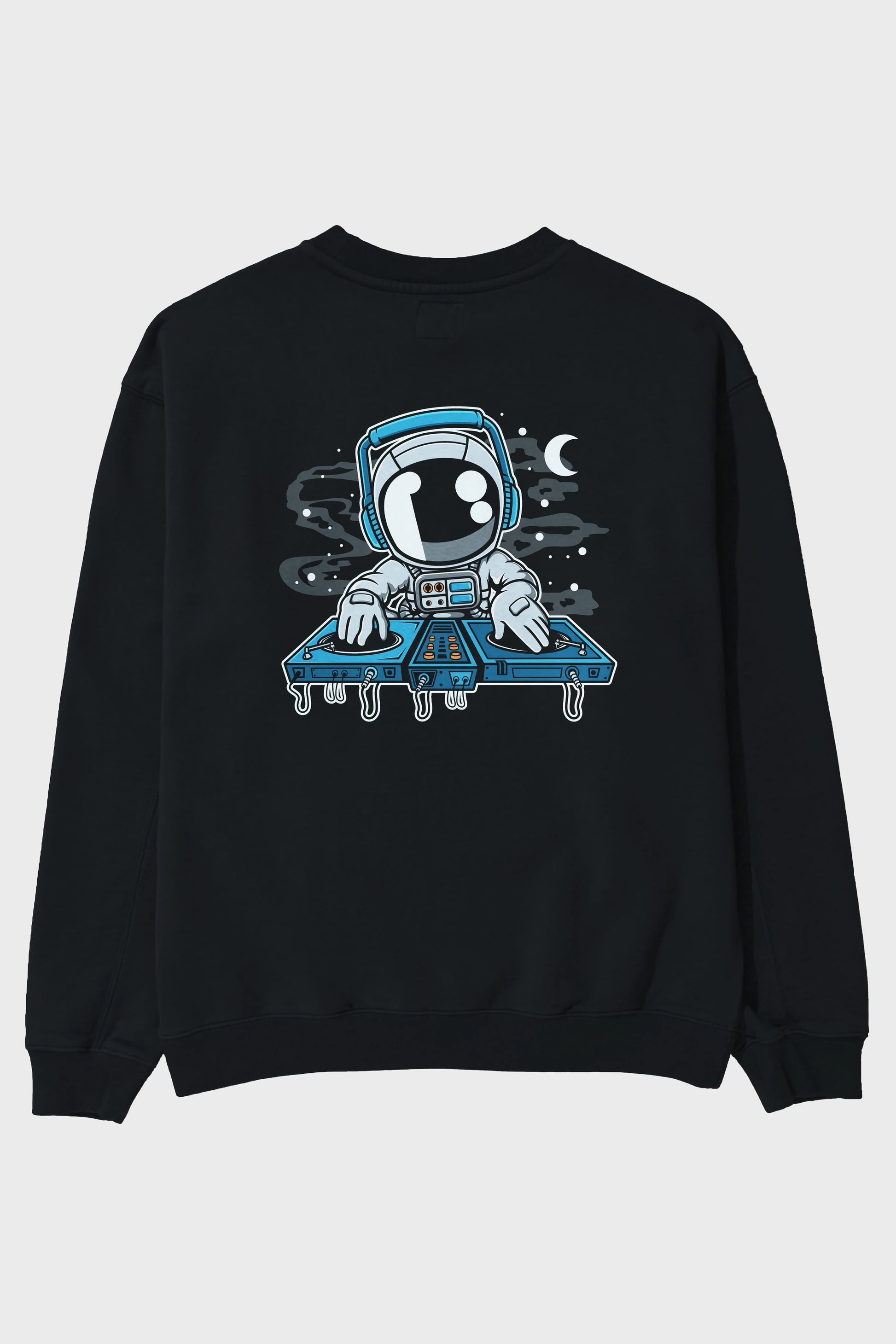 Astronaut Turntable Arka Baskılı Oversize Sweatshirt Erkek Kadın Unisex
