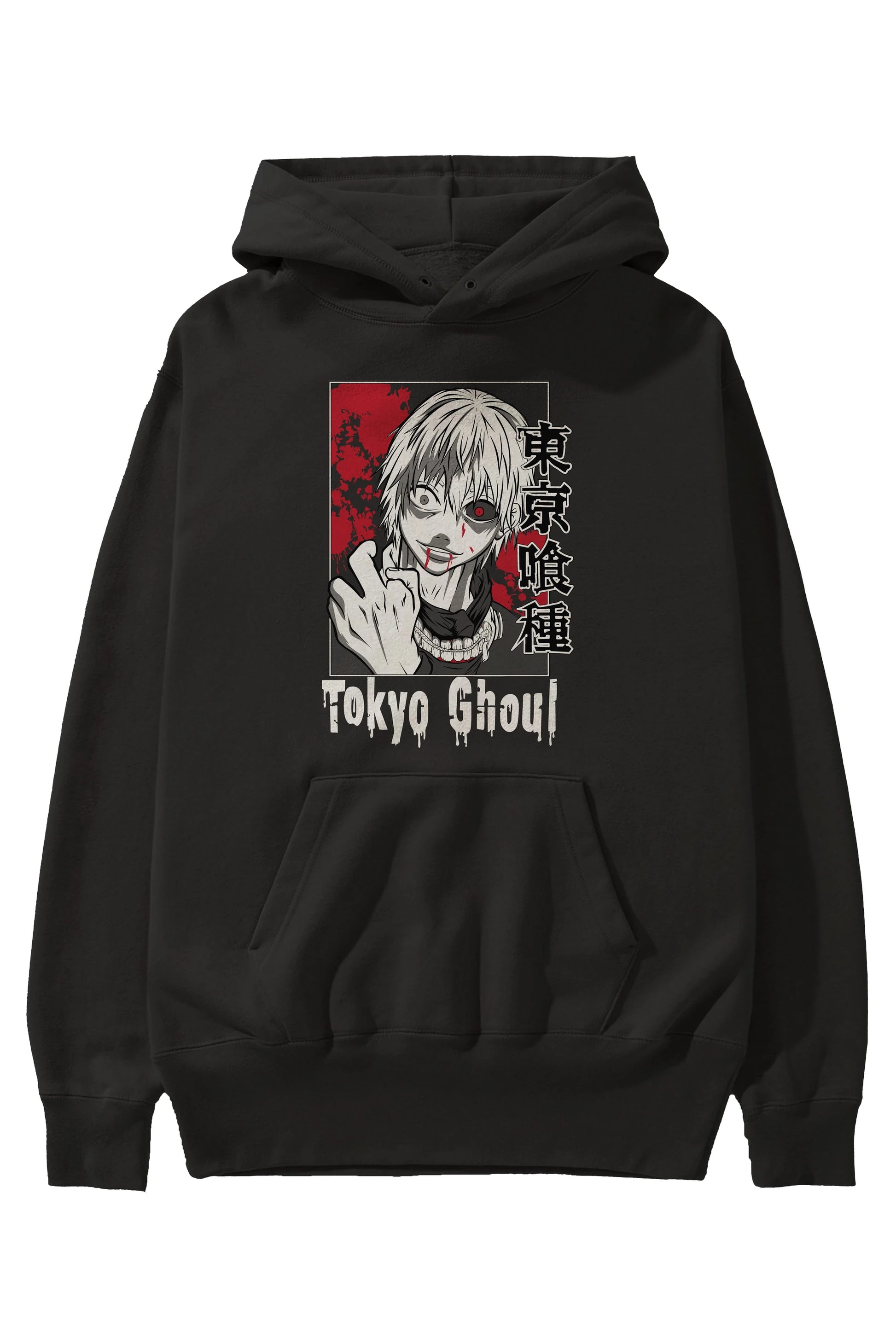 Kaneki Ken TOKYO GHOUL Anime Ön Baskılı Hoodie Oversize Kapüşonlu Sweatshirt Erkek Kadın Unisex