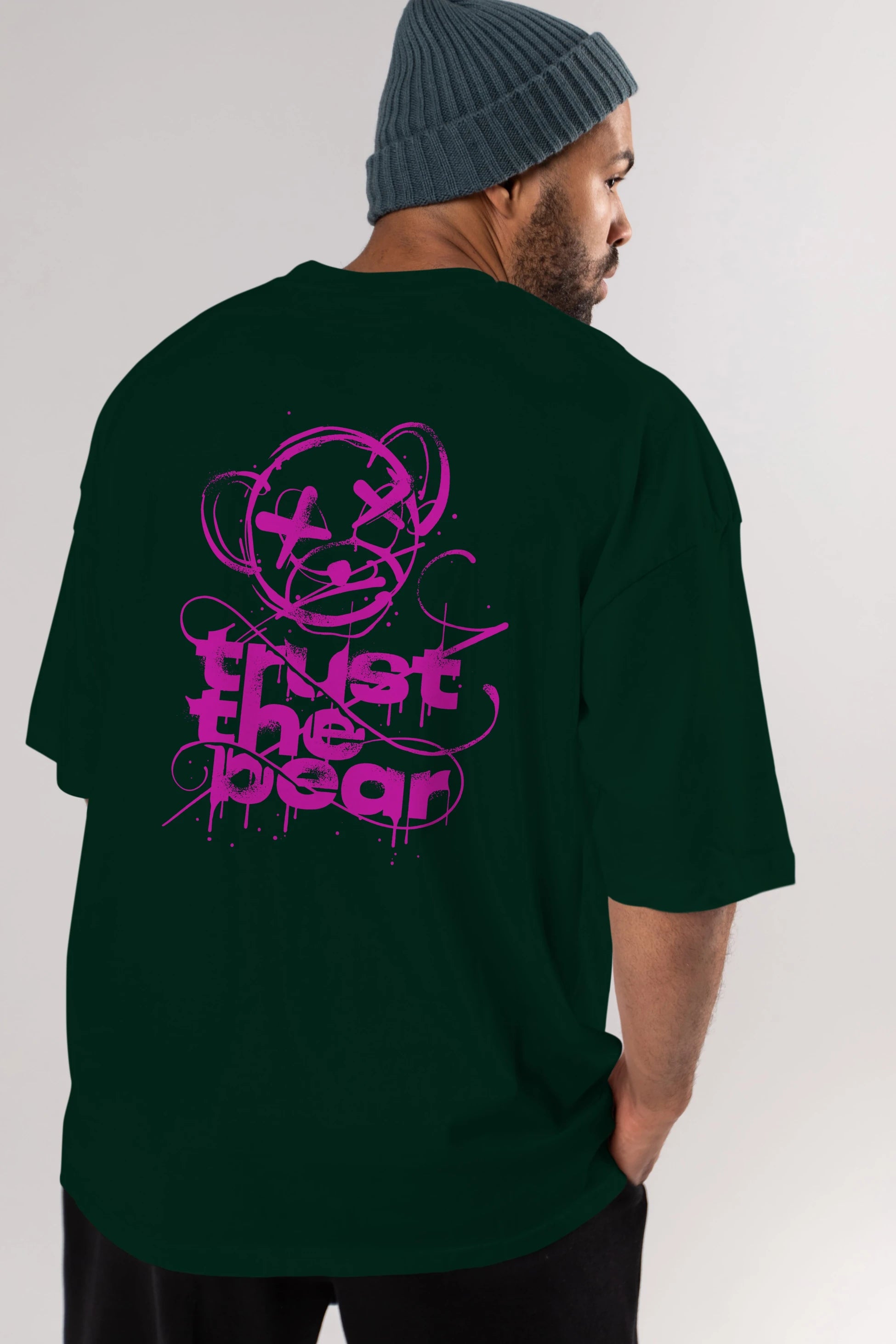 Trust The Bear 2 Arka Baskılı Oversize t-shirt Erkek Kadın Unisex