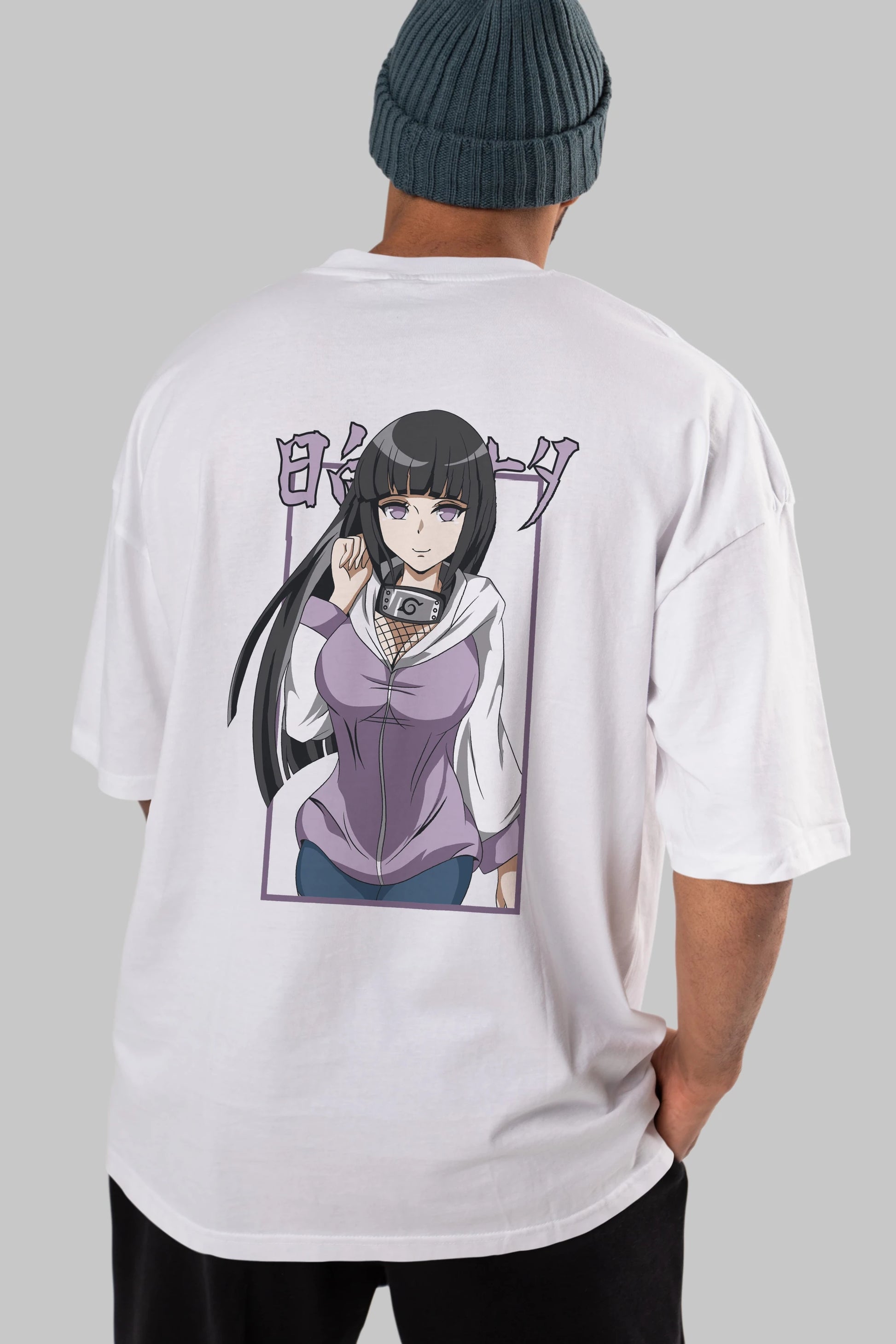 Hinata NARUTO Anime Arka Baskılı Oversize t-shirt Erkek Kadın Unisex