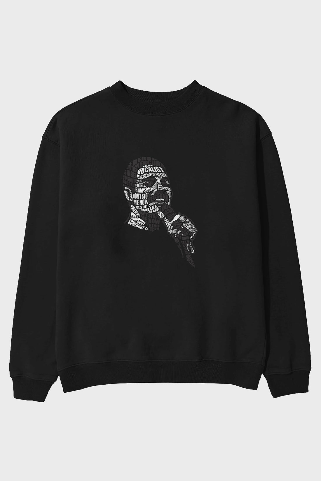 Freddy Mercuri Calligram Ön Baskılı Oversize Sweatshirt Erkek Kadın Unisex