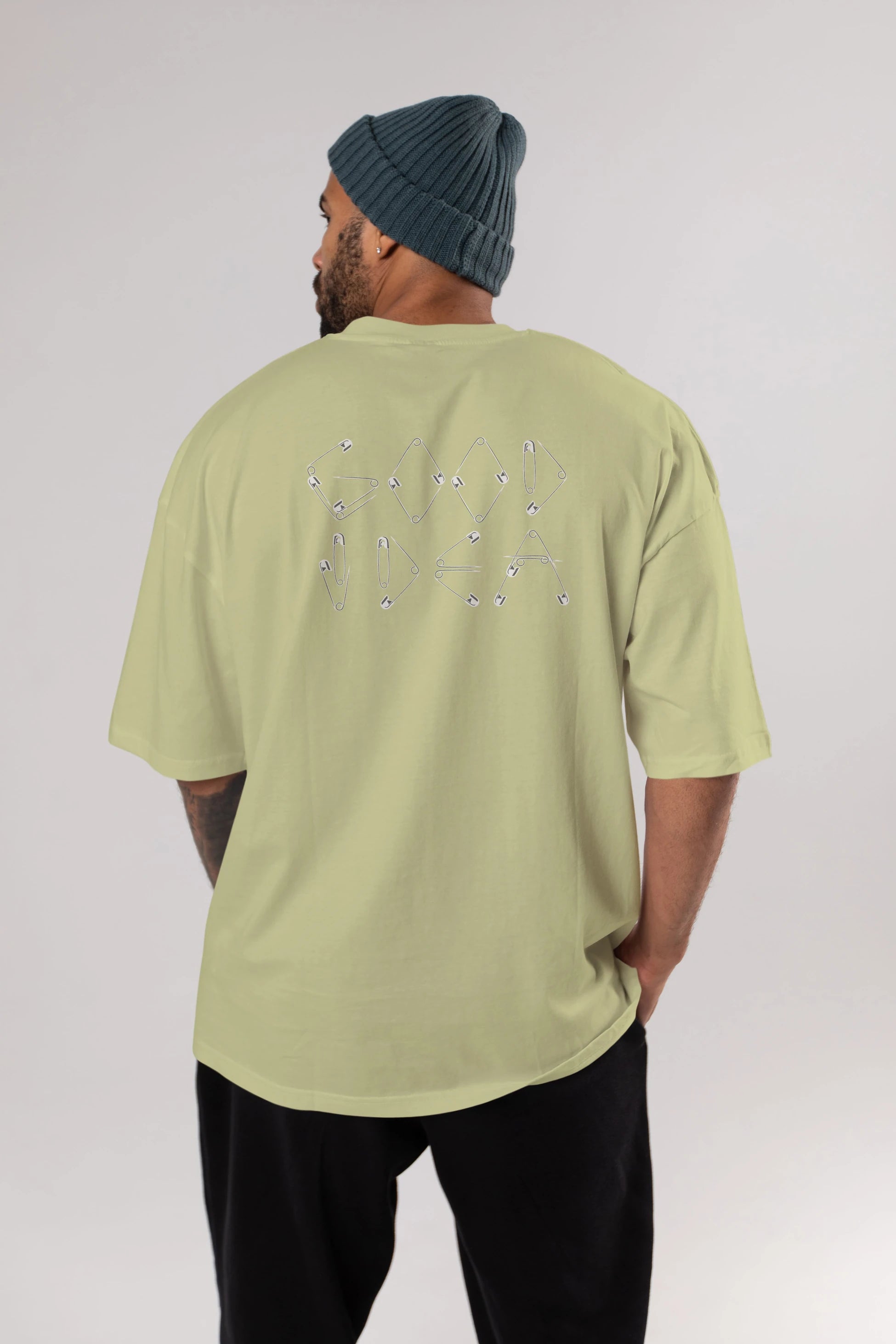 Good Idea Arka Baskılı Oversize t-shirt %100 pamuk Erkek Kadın Unisex