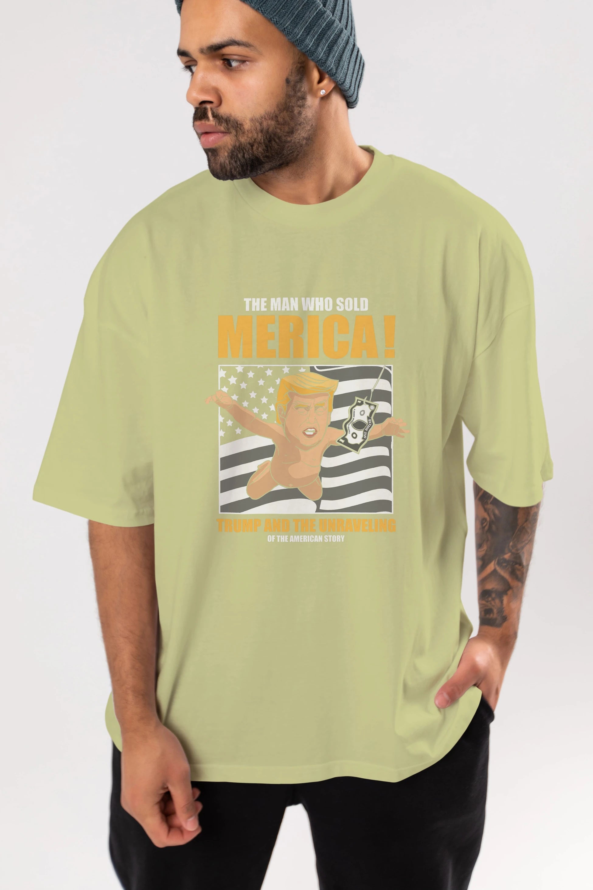 Trump Nirvana Ön Baskılı Oversize t-shirt Erkek Kadın Unisex %100 Pamuk tişort