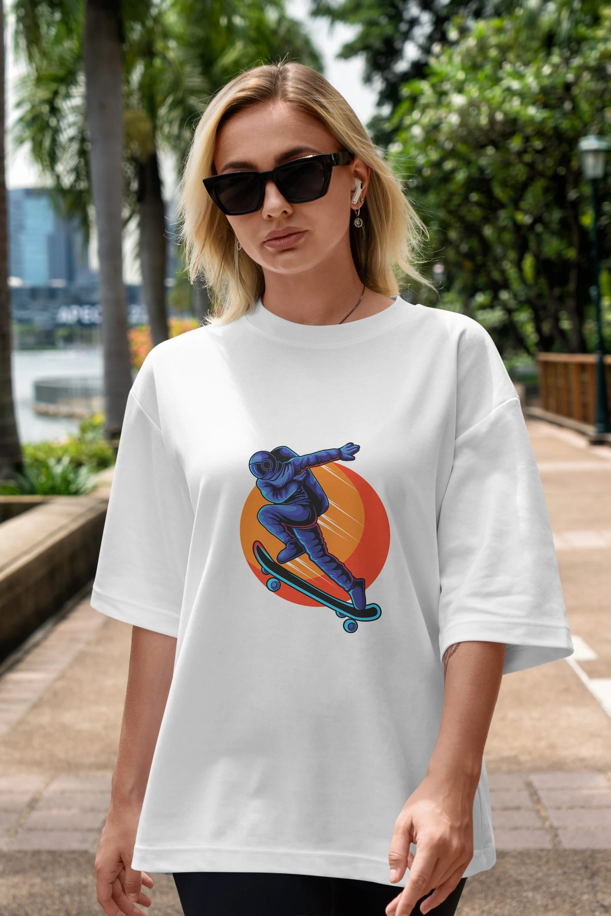 Astroskate Run Ön Baskılı Oversize t-shirt Erkek Kadın Unisex