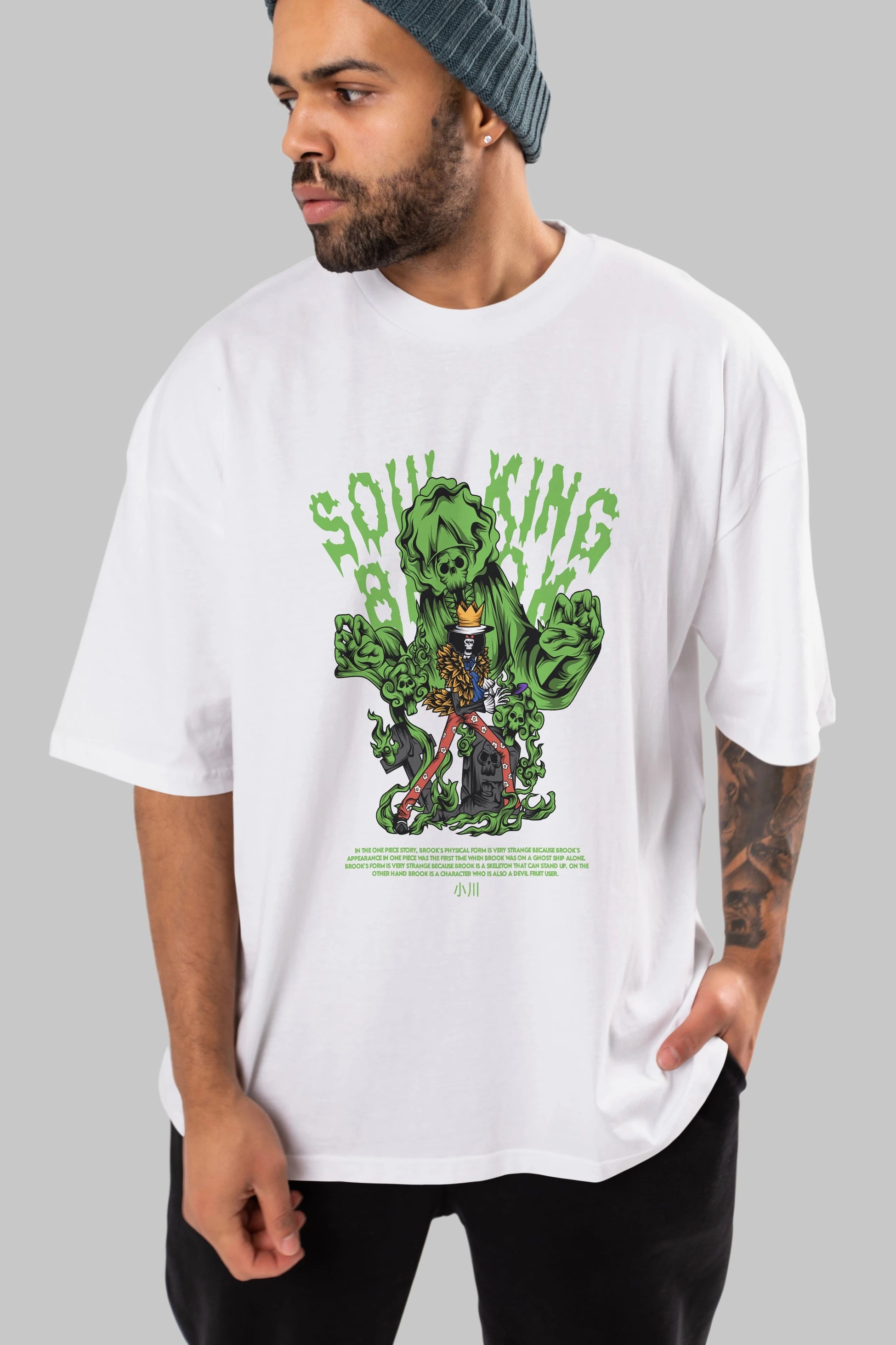 Soul King Brook Anime Ön Baskılı Oversize t-shirt %100 pamuk Erkek Kadın Unisex