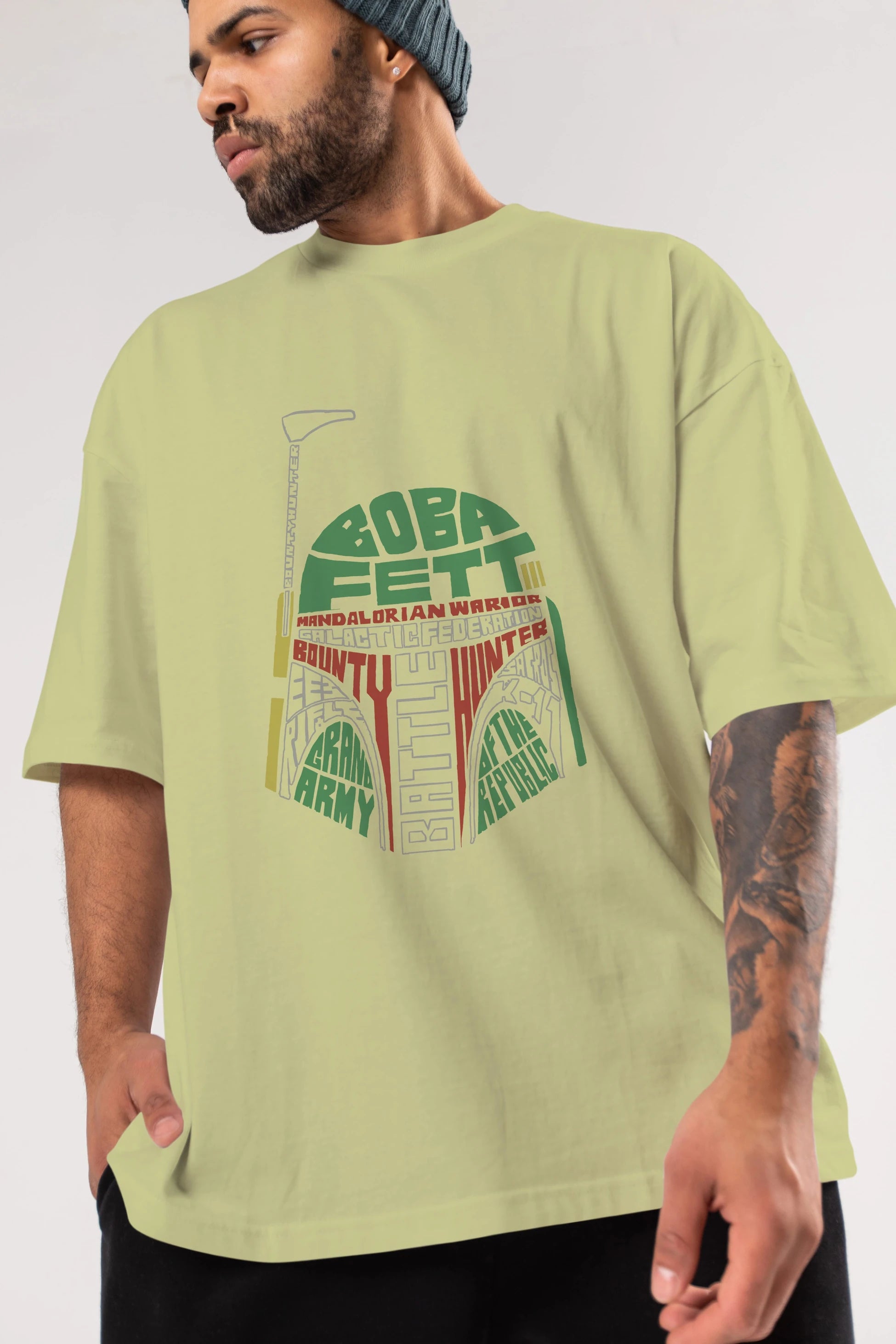 Boba Fett (2) Ön Baskılı Oversize t-shirt %100 pamuk Erkek Kadın Unisex