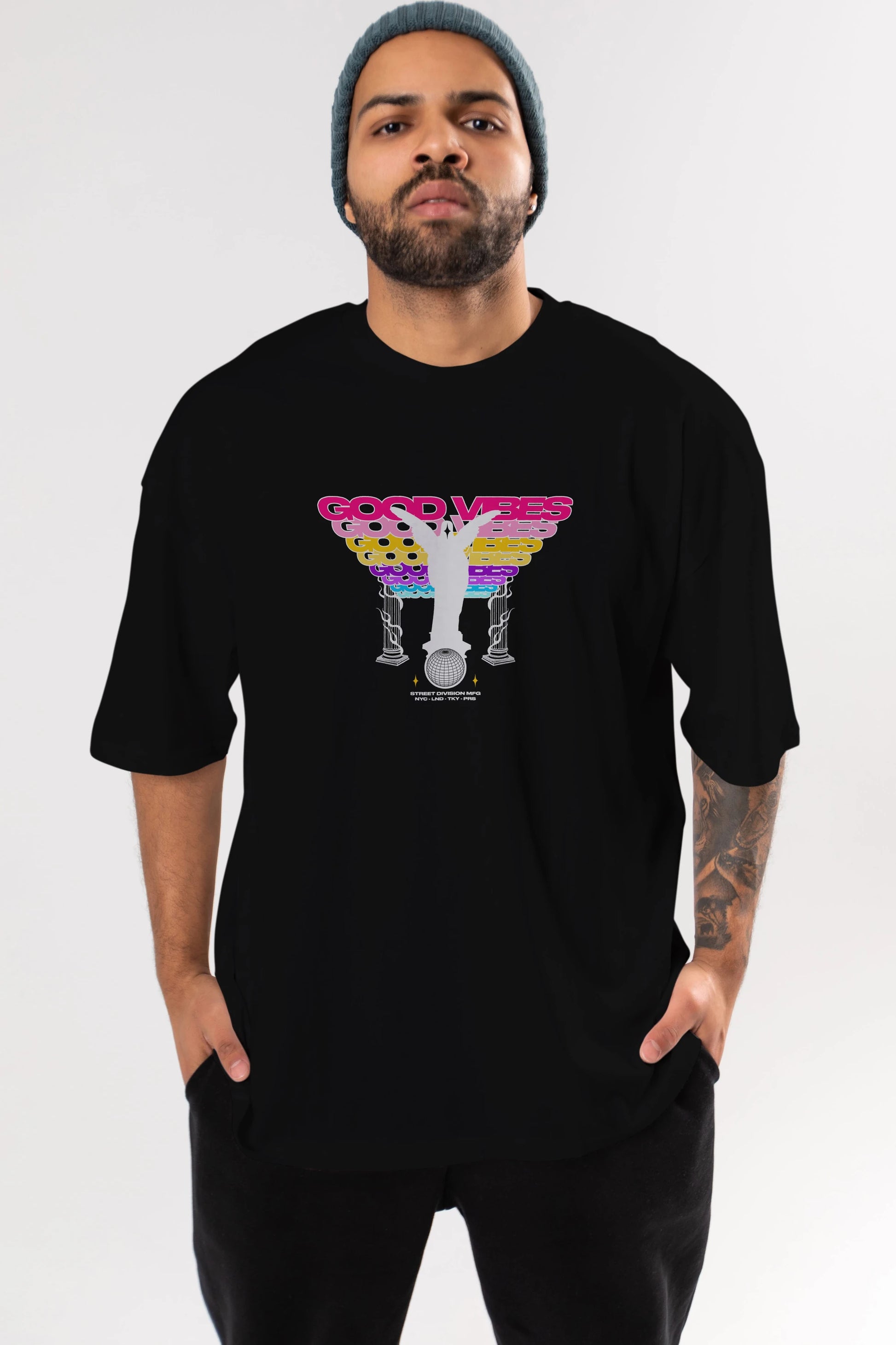 Good Vibes Ön Baskılı Oversize t-shirt Erkek Kadın Unisex