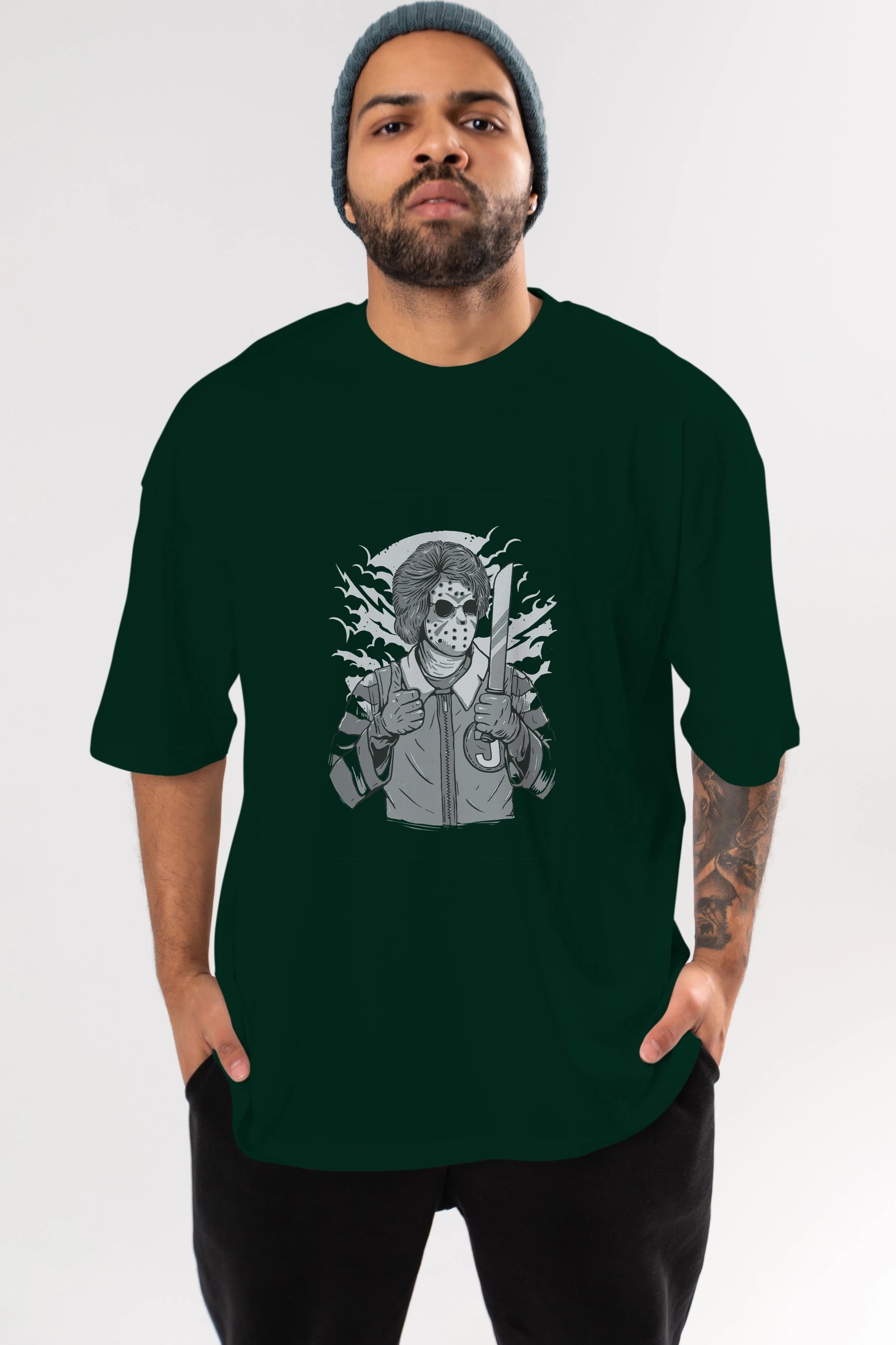 Clown Killer Ön Baskılı Oversize t-shirt Erkek Kadın Unisex %100 Pamuk tişort