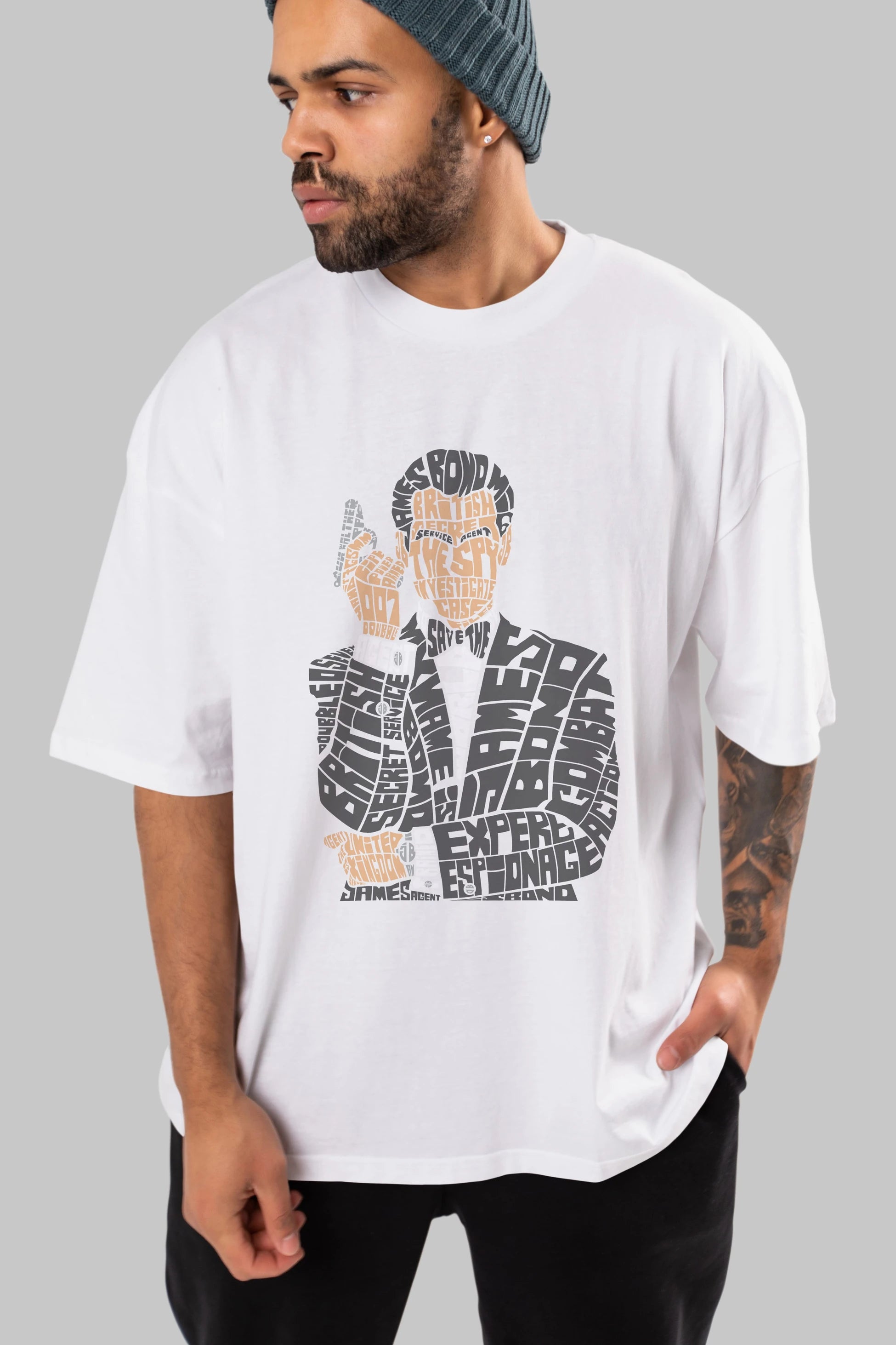 James Bond Ön Baskılı Oversize t-shirt %100 pamuk Erkek Kadın Unisex
