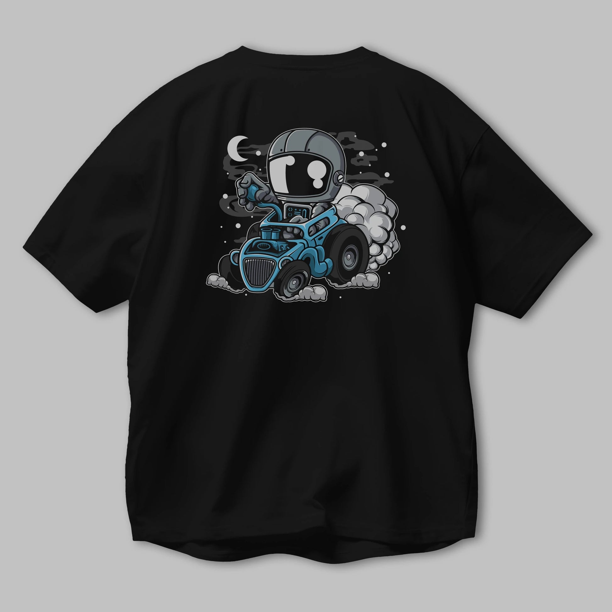 Astronaut Hotrod Arka Baskılı Oversize t-shirt Erkek Kadın Unisex