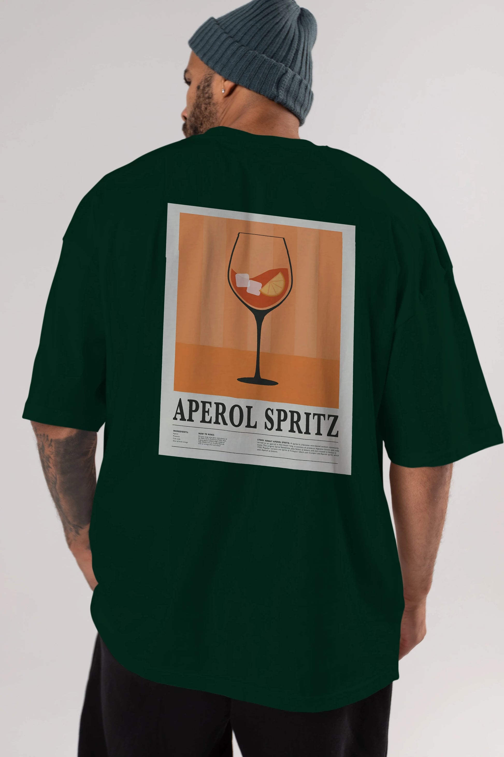 Aperol Spritz 8 Arka Baskılı Oversize t-shirt Erkek Kadın Unisex %100 Pamuk Bisiklet Yaka tişort