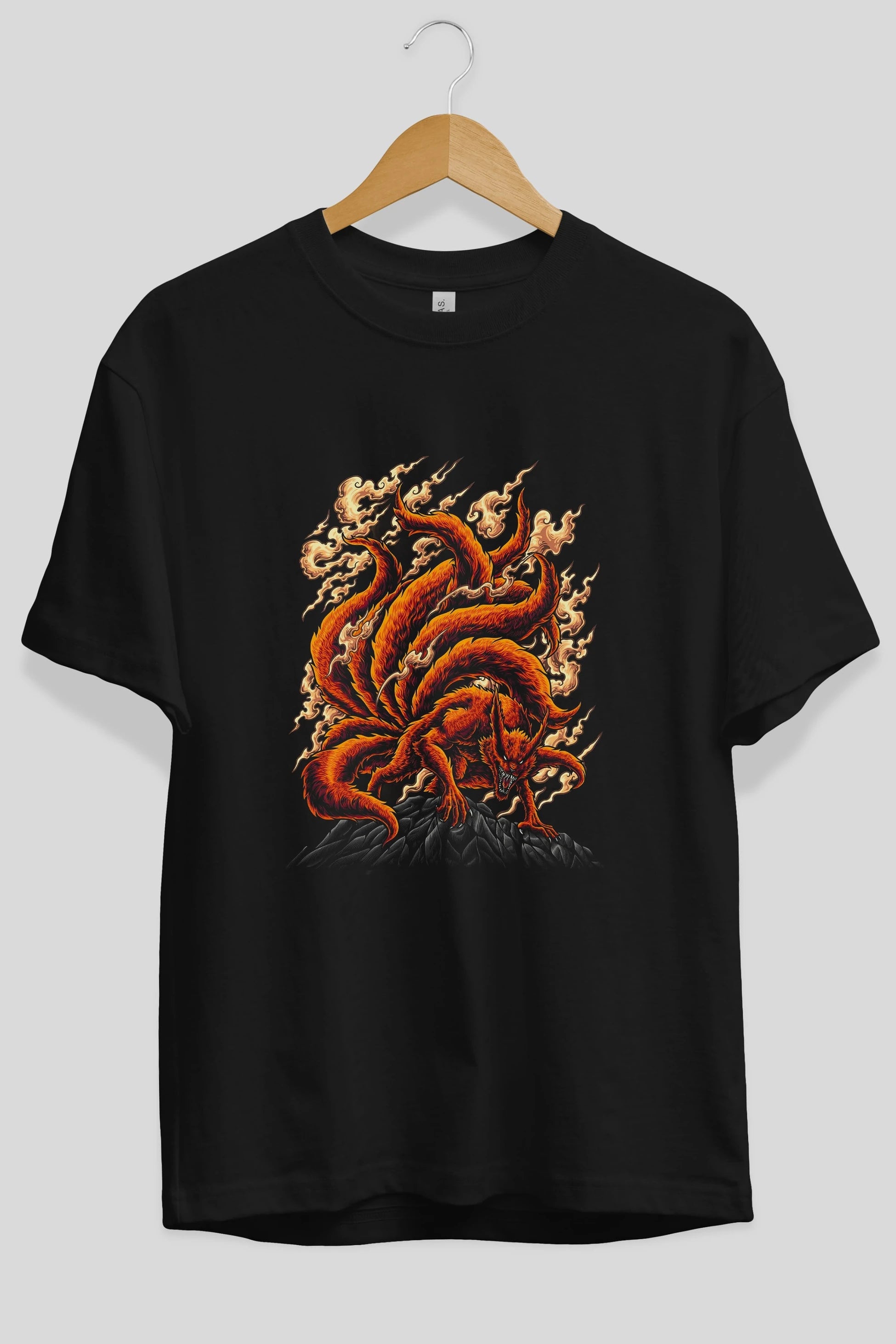 NARUTO KYUUBI Anime Ön Baskılı Oversize t-shirt %100 pamuk Erkek Kadın Unisex