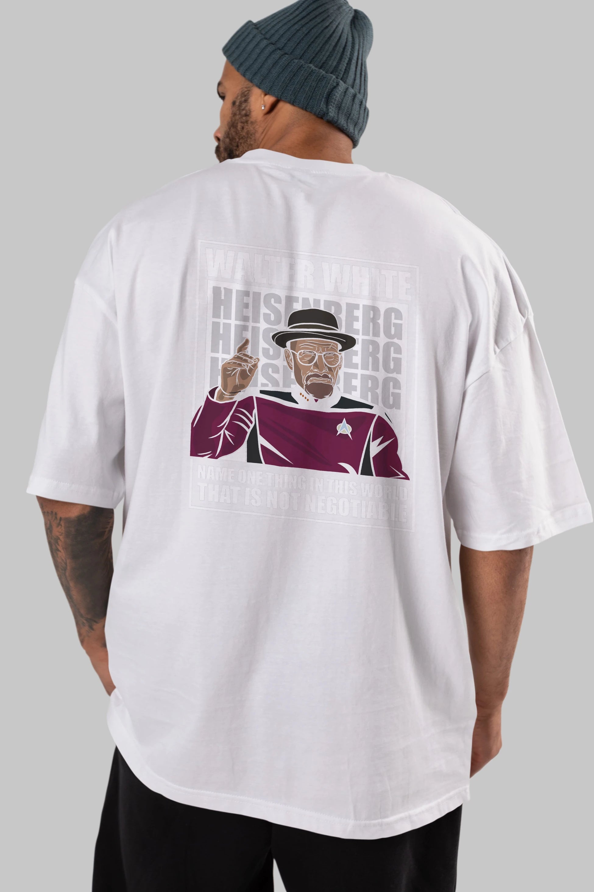 Captain Pixard Heisenberg Arka Baskılı Oversize t-shirt Erkek Kadın Unisex %100 Pamuk tişort
