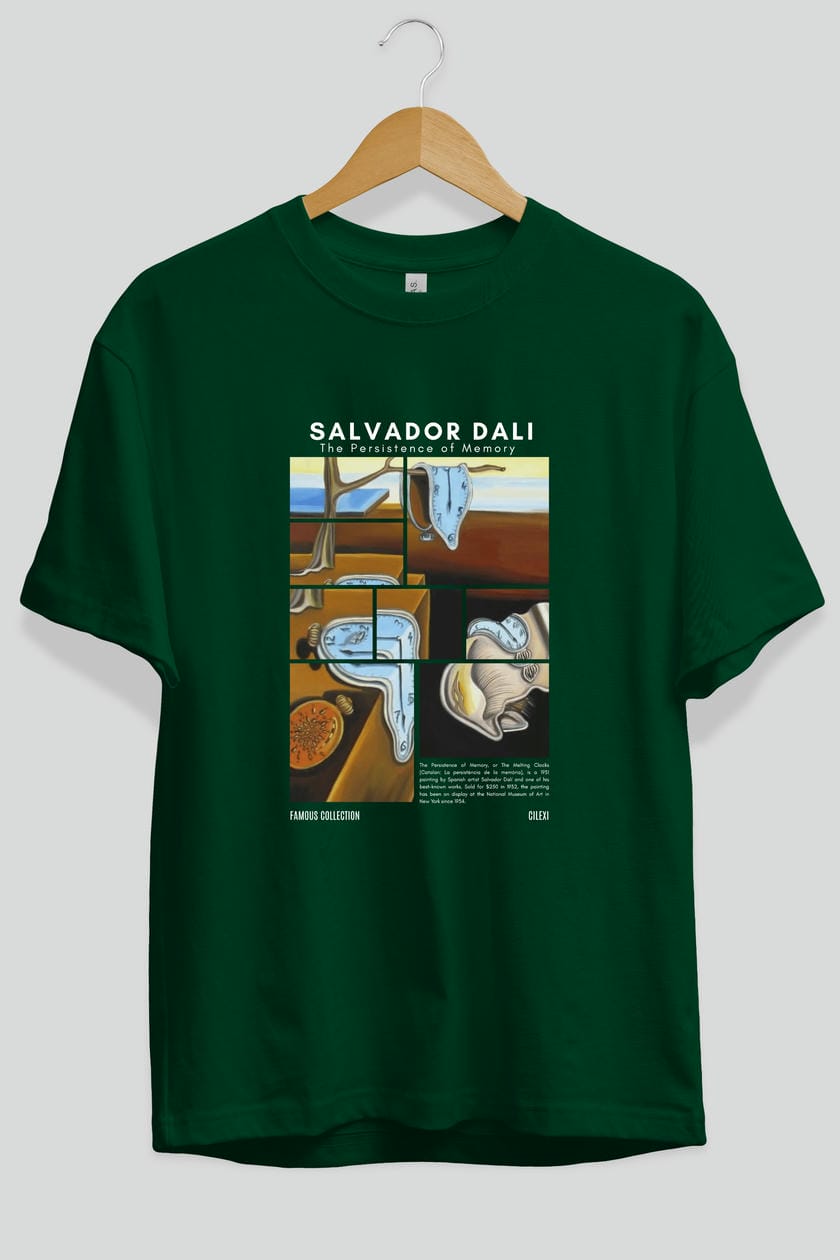 Salvador Dali ön Baskılı Oversize t-shirt Erkek Kadın Bisiklet Yaka Pamuk tişort