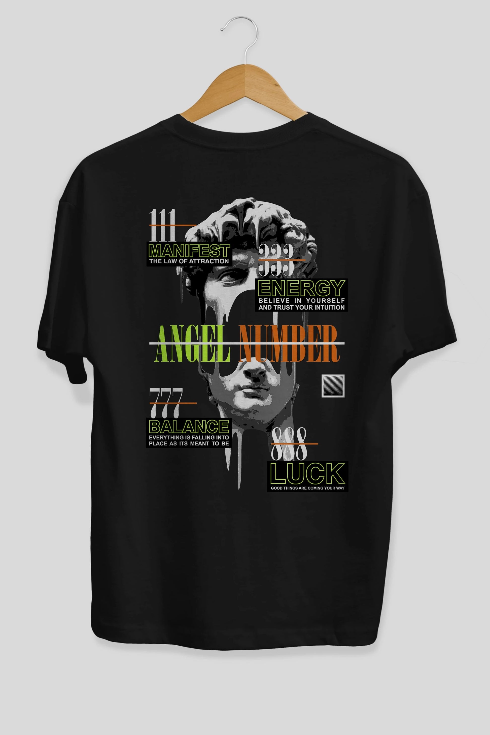 Angel Number Arka Baskılı Oversize t-shirt Erkek Kadın Unisex
