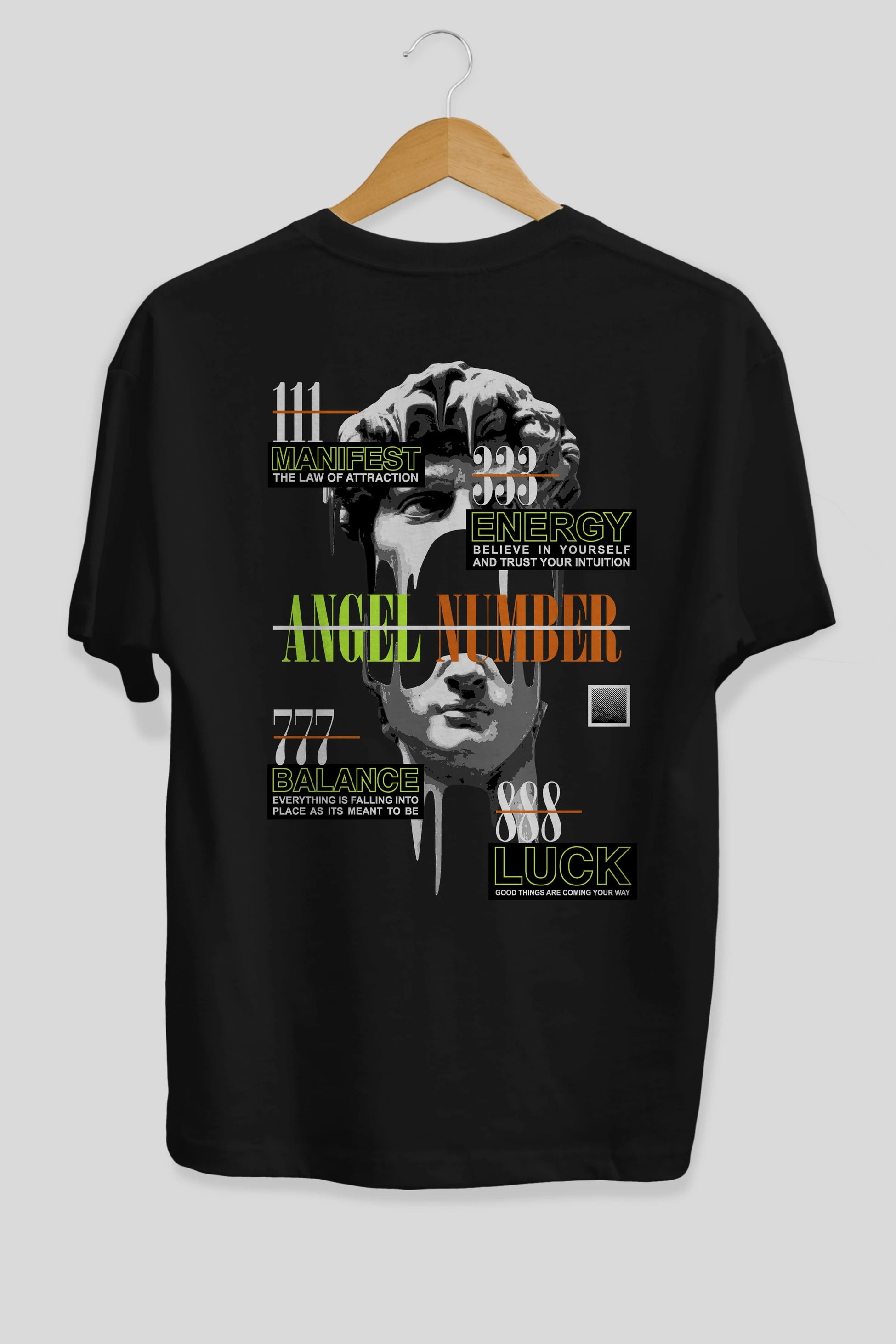 Angel Number Arka Baskılı Oversize t-shirt Erkek Kadın Unisex