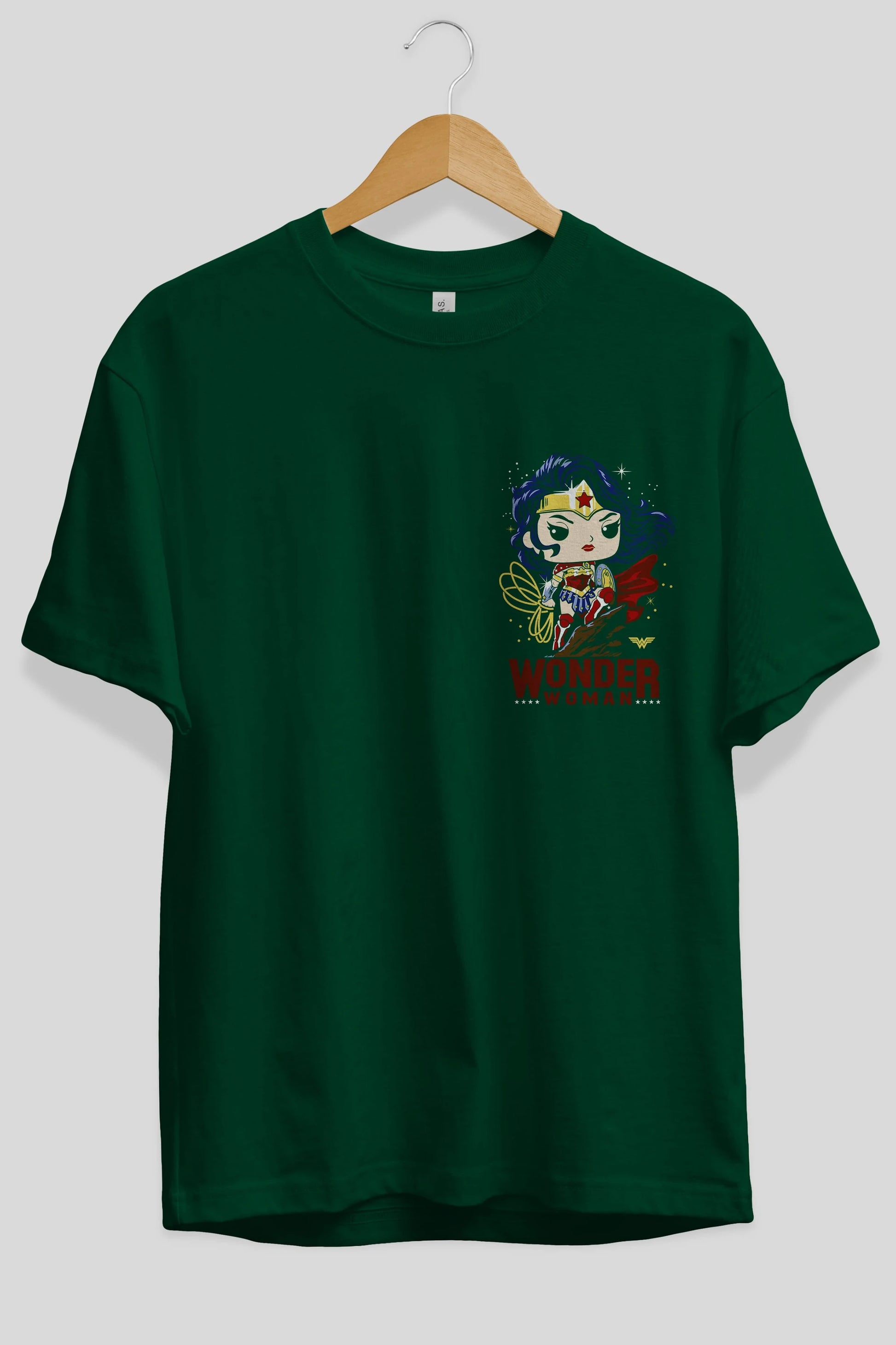 Wonder Woman (2) Ön Sol Baskılı Oversize t-shirt Erkek Kadın Unisex %100 Pamuk Bisiklet Yaka tişort