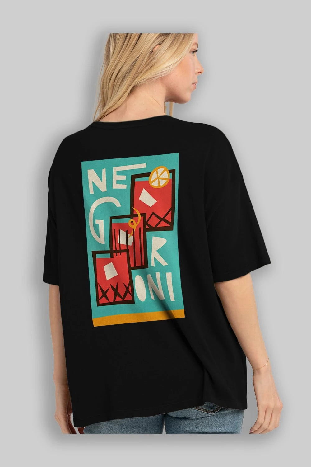 Negroni 3 Arka Baskılı Oversize t-shirt Erkek Kadın Unisex %100 Pamuk Bisiklet Yaka tişort