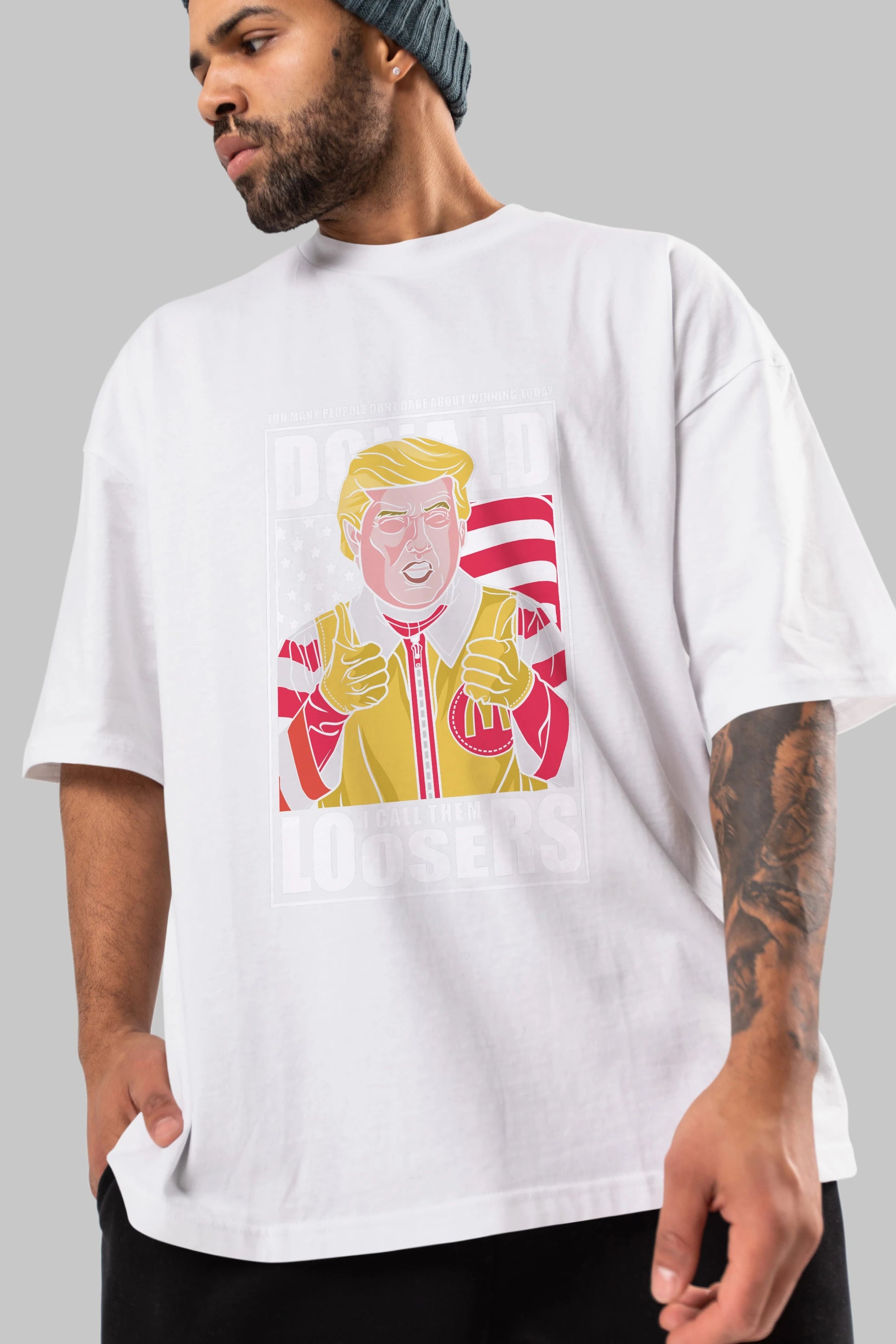 Ronald Trump Ön Baskılı Oversize t-shirt Erkek Kadın Unisex %100 Pamuk tişort