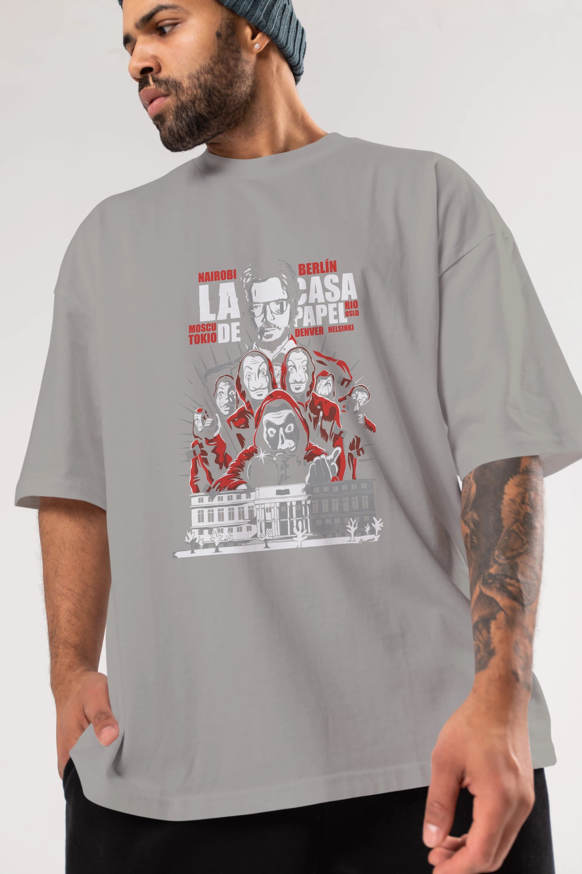 La Casa De Papel (2) Ön Baskılı Oversize t-shirt Erkek Kadın Unisex %100 Pamuk Bisiklet Yaka tişort