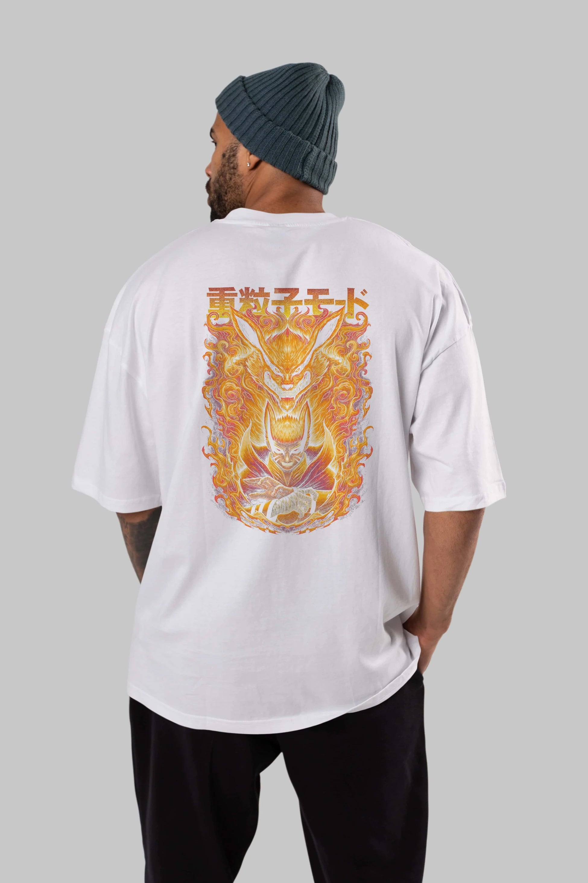 NARUTO KYUUBI 1 Anime Arka Baskılı Oversize t-shirt Erkek Kadın Unisex