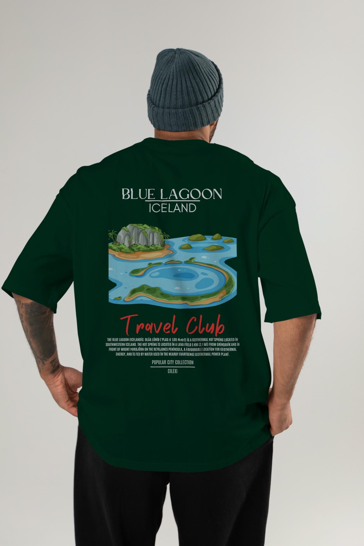 Blue Lagoon İceland Arka Baskılı Oversize t-shirt Erkek Kadın Pamuk Bisiklet Yaka tişort