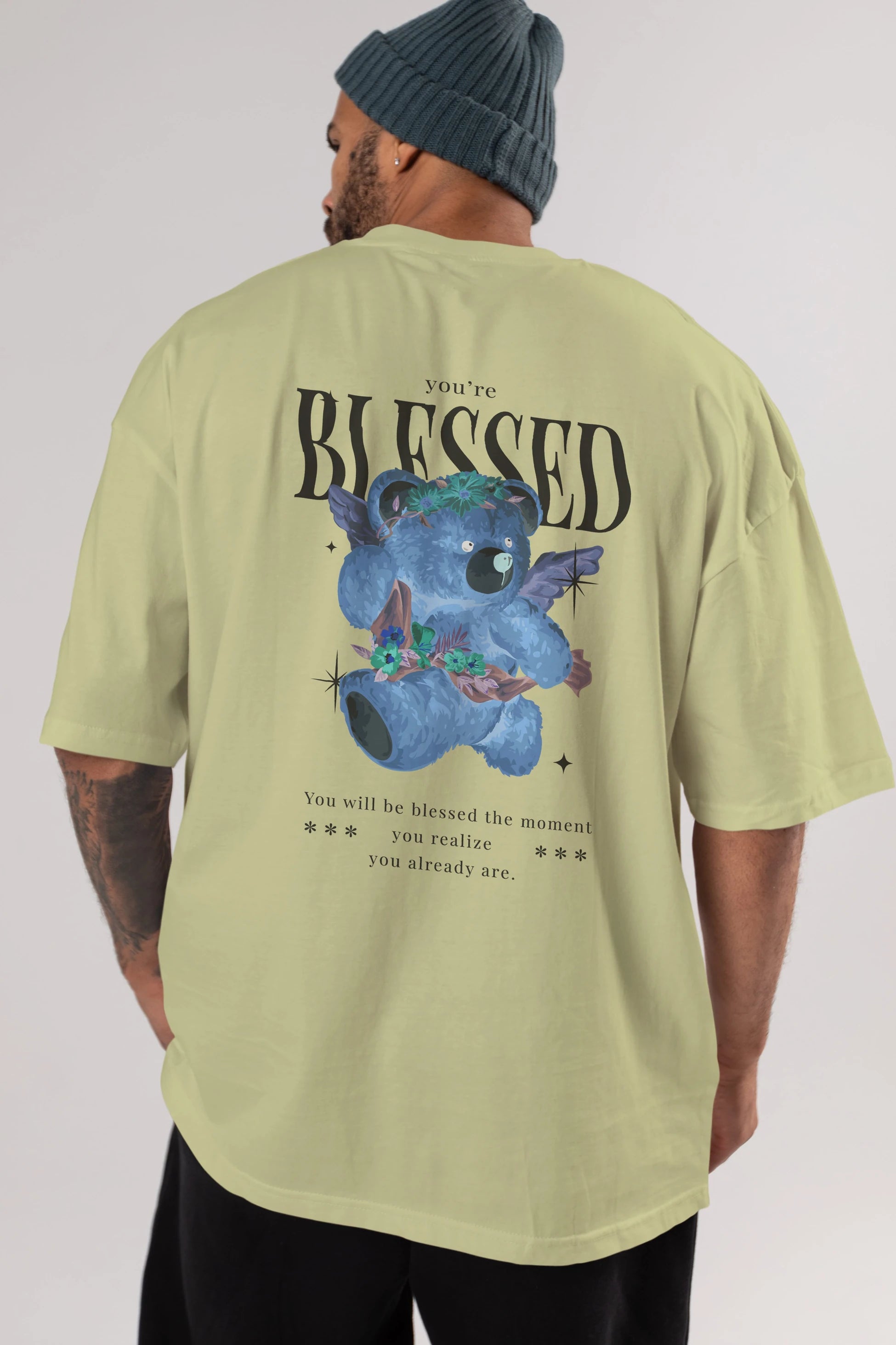 You are Blessed Bear Arka Baskılı Oversize t-shirt Erkek Kadın Unisex