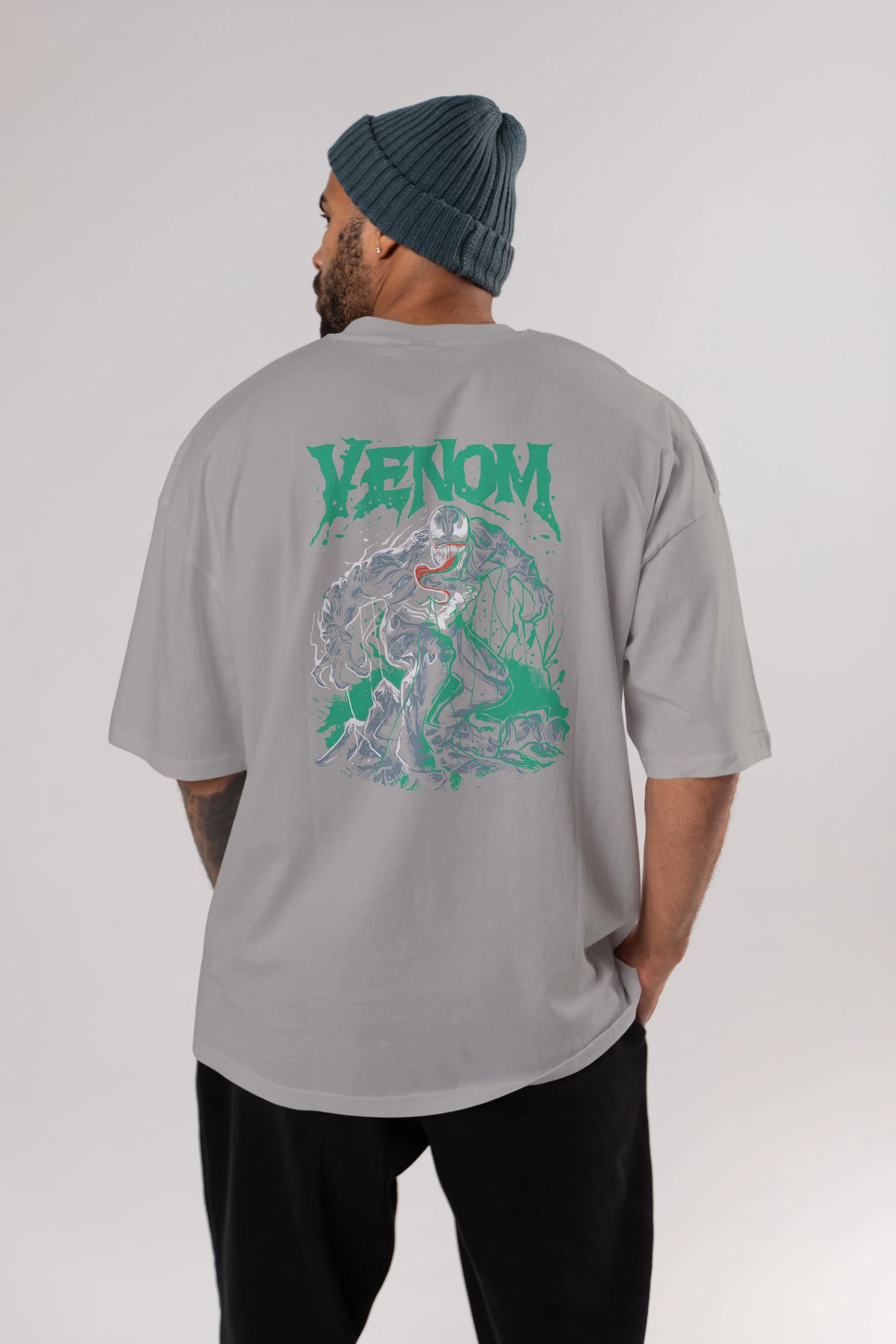 Venom (3) Arka Baskılı Oversize t-shirt Erkek Kadın Unisex %100 Pamuk Bisiklet Yaka tişort