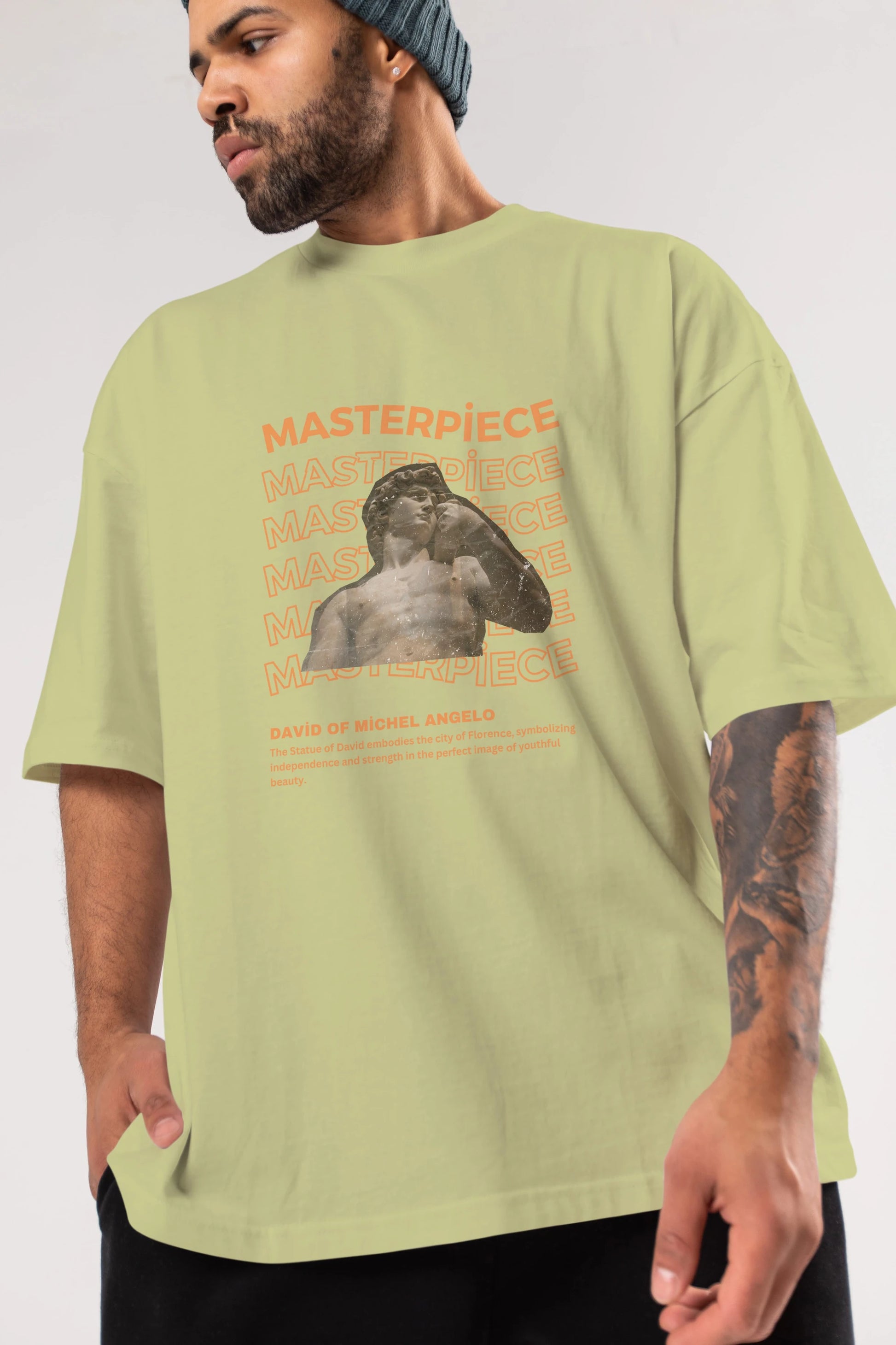 Masterpiece Yazılı Ön Baskılı Oversize t-shirt Erkek Kadın Unisex