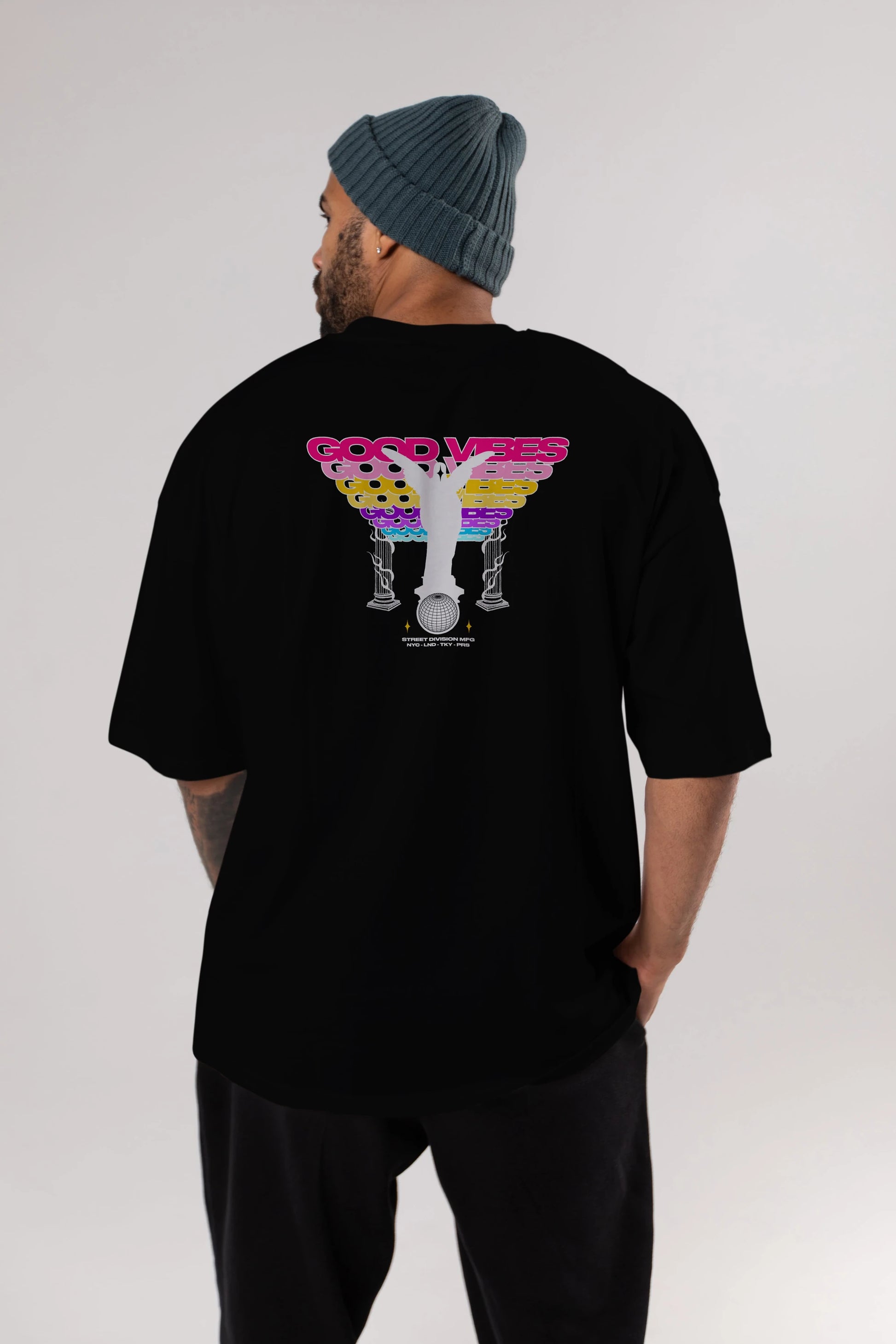 Good Vibes Arka Baskılı Oversize t-shirt Erkek Kadın Unisex
