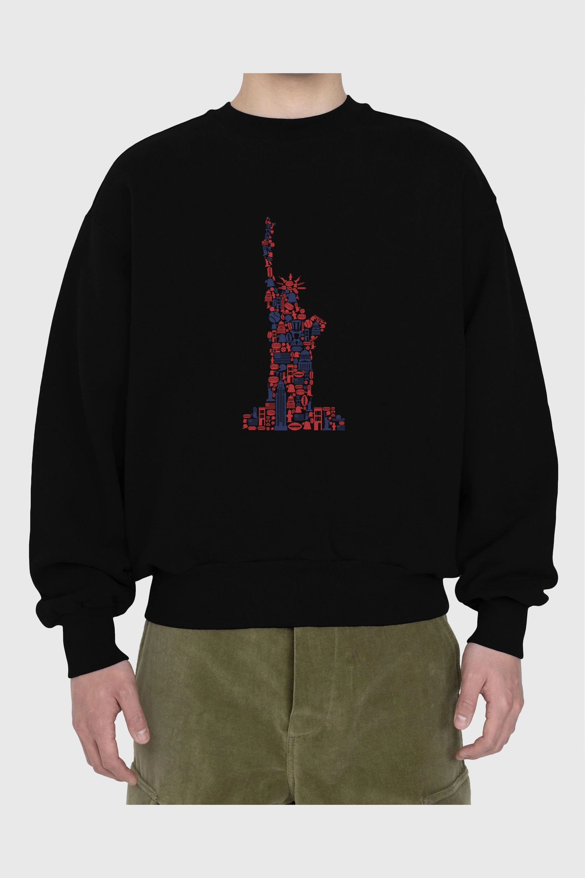 Liberty Ön Baskılı Oversize Sweatshirt Erkek Kadın Unisex