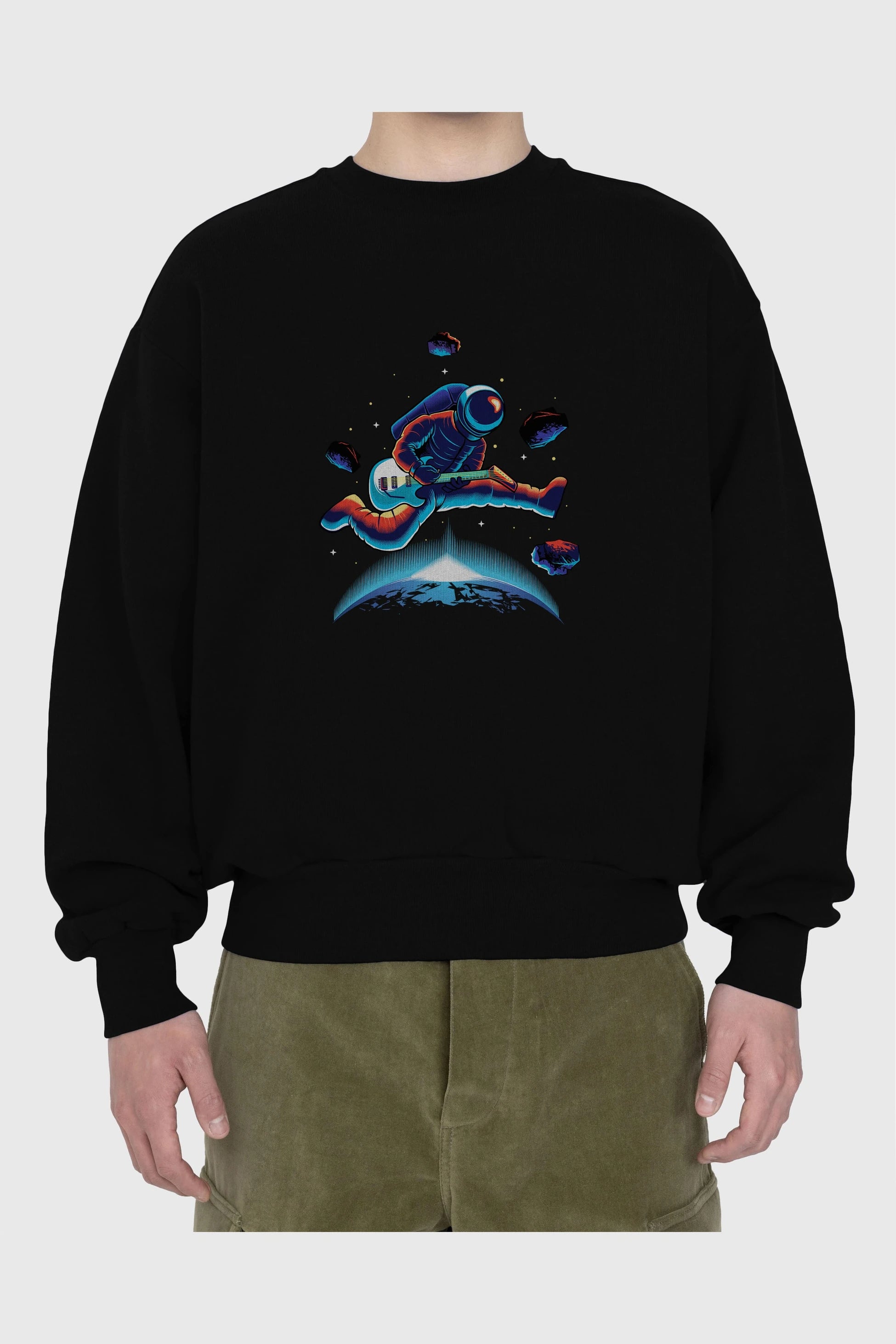 Astroguitar Ön Baskılı Oversize Sweatshirt Erkek Kadın Unisex