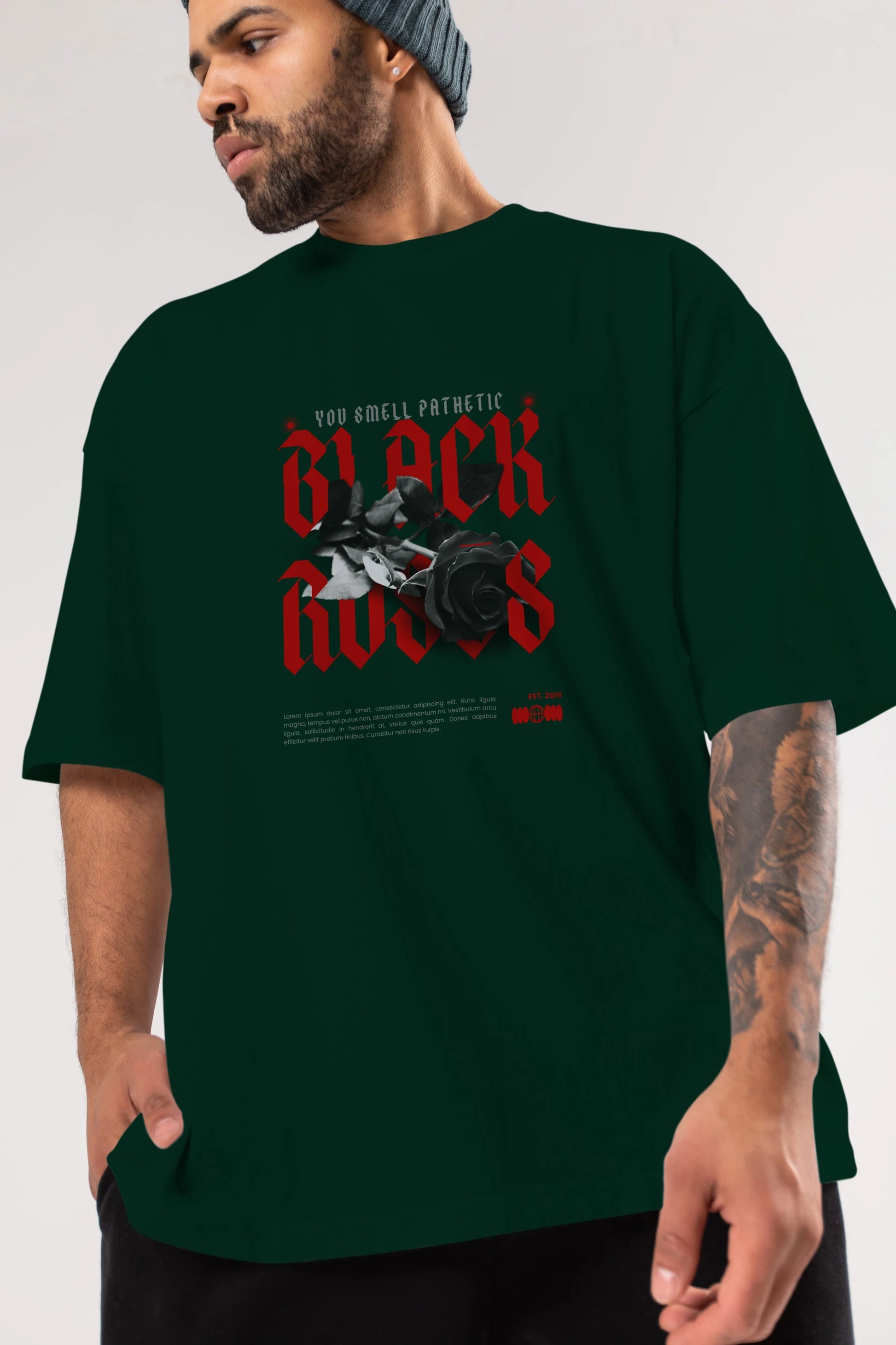 Black Roses Ön Baskılı Oversize t-shirt Erkek Kadın Unisex