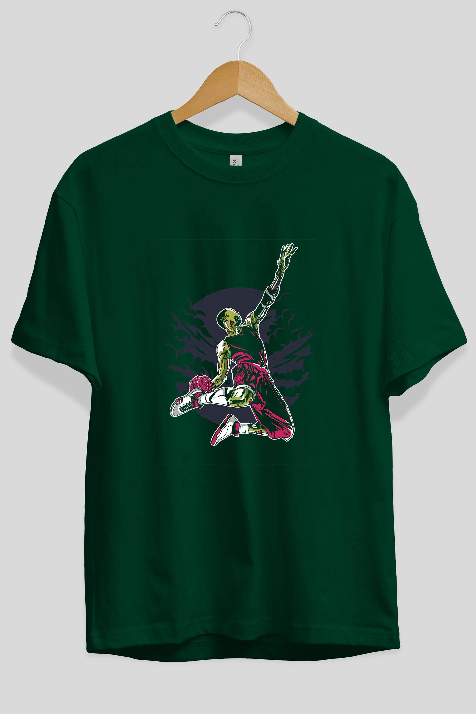 Zombie Slam Dunk Ön Baskılı Oversize t-shirt Erkek Kadın Unisex %100 Pamuk tişort