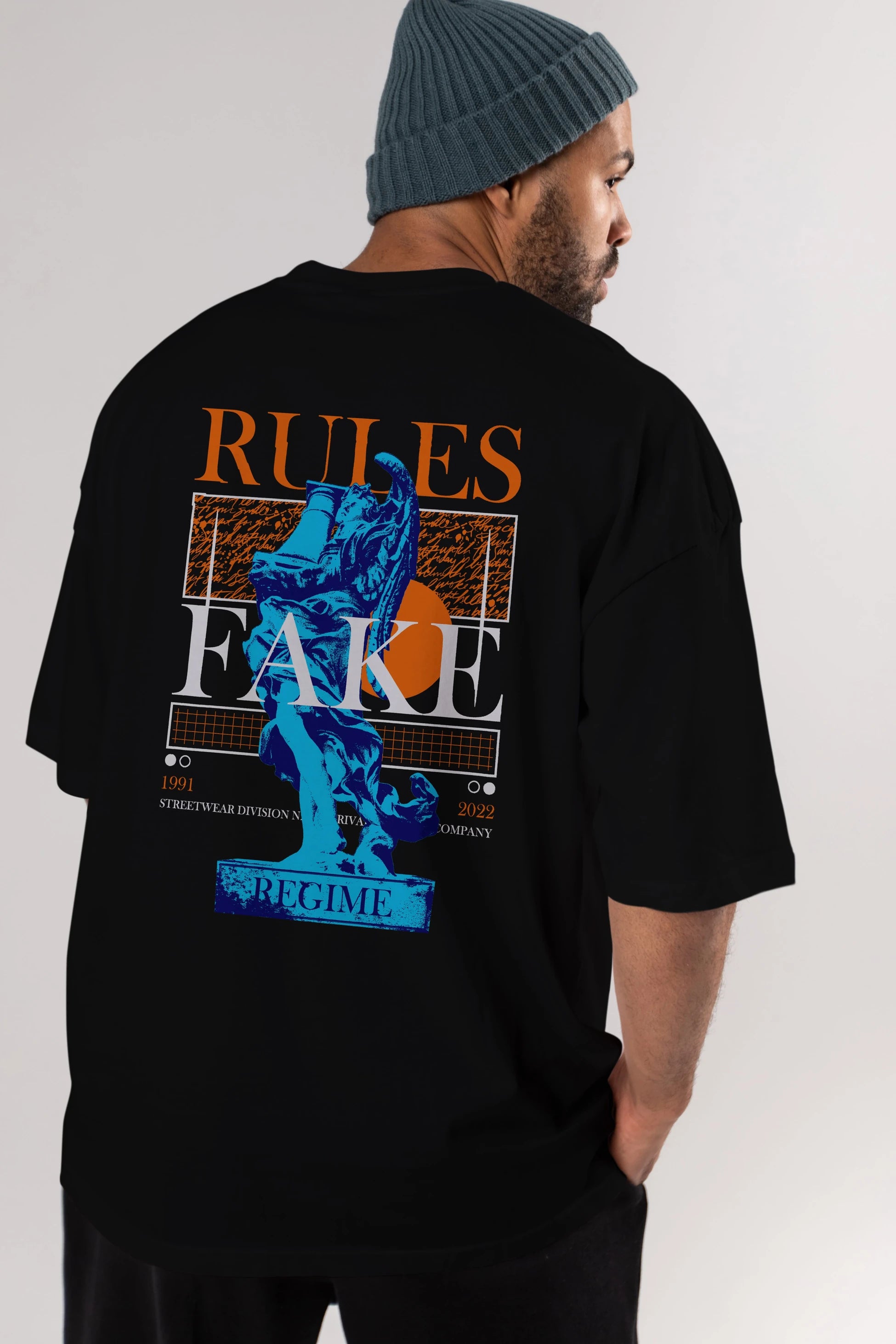 Rules Fake Arka Baskılı Oversize t-shirt Erkek Kadın Unisex
