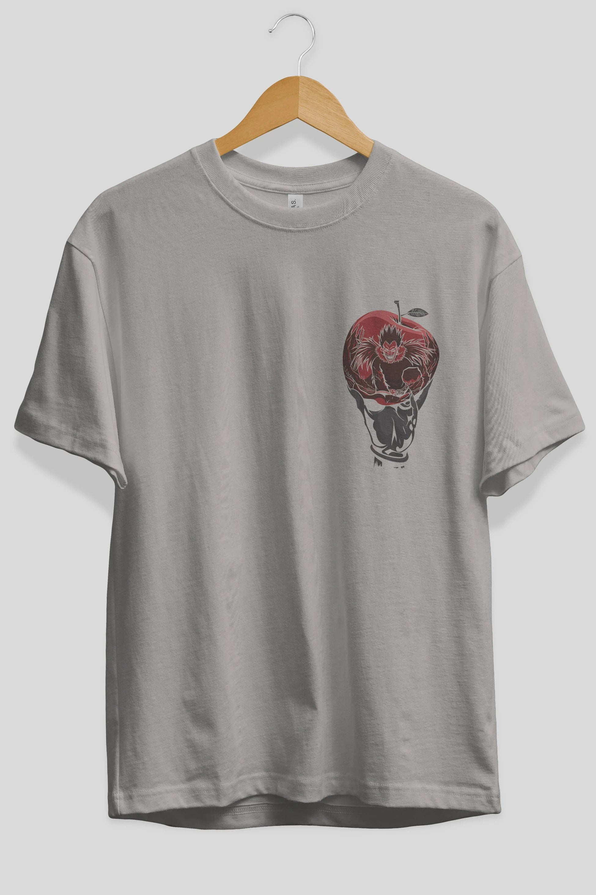 DEATH NOTE -RYUK Ön Sol Baskılı Oversize t-shirt Erkek Kadın Unisex %100 Pamuk Bisiklet Yaka tişort