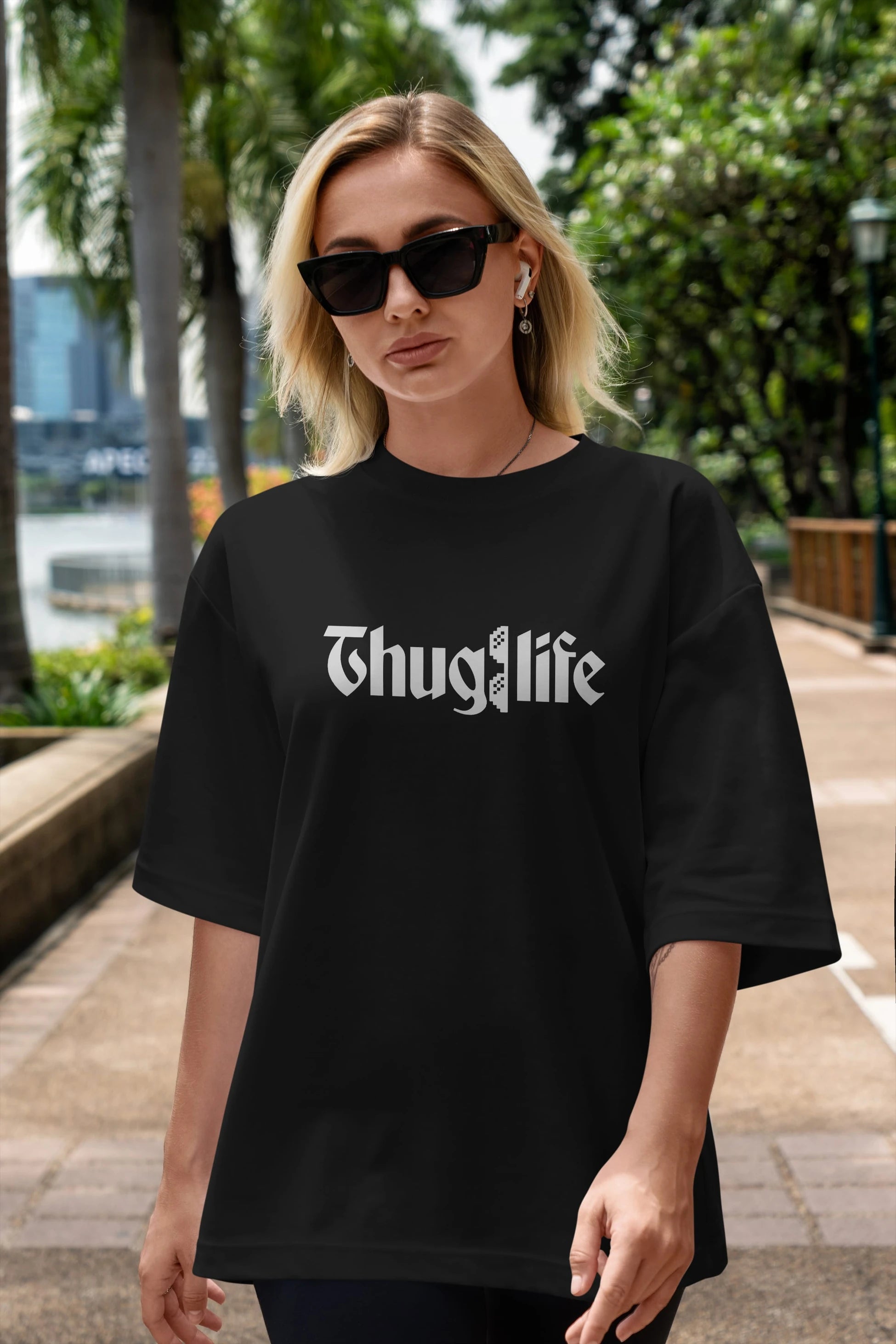 Thuglife Ön Baskılı Oversize t-shirt %100 pamuk Erkek Kadın Unisex