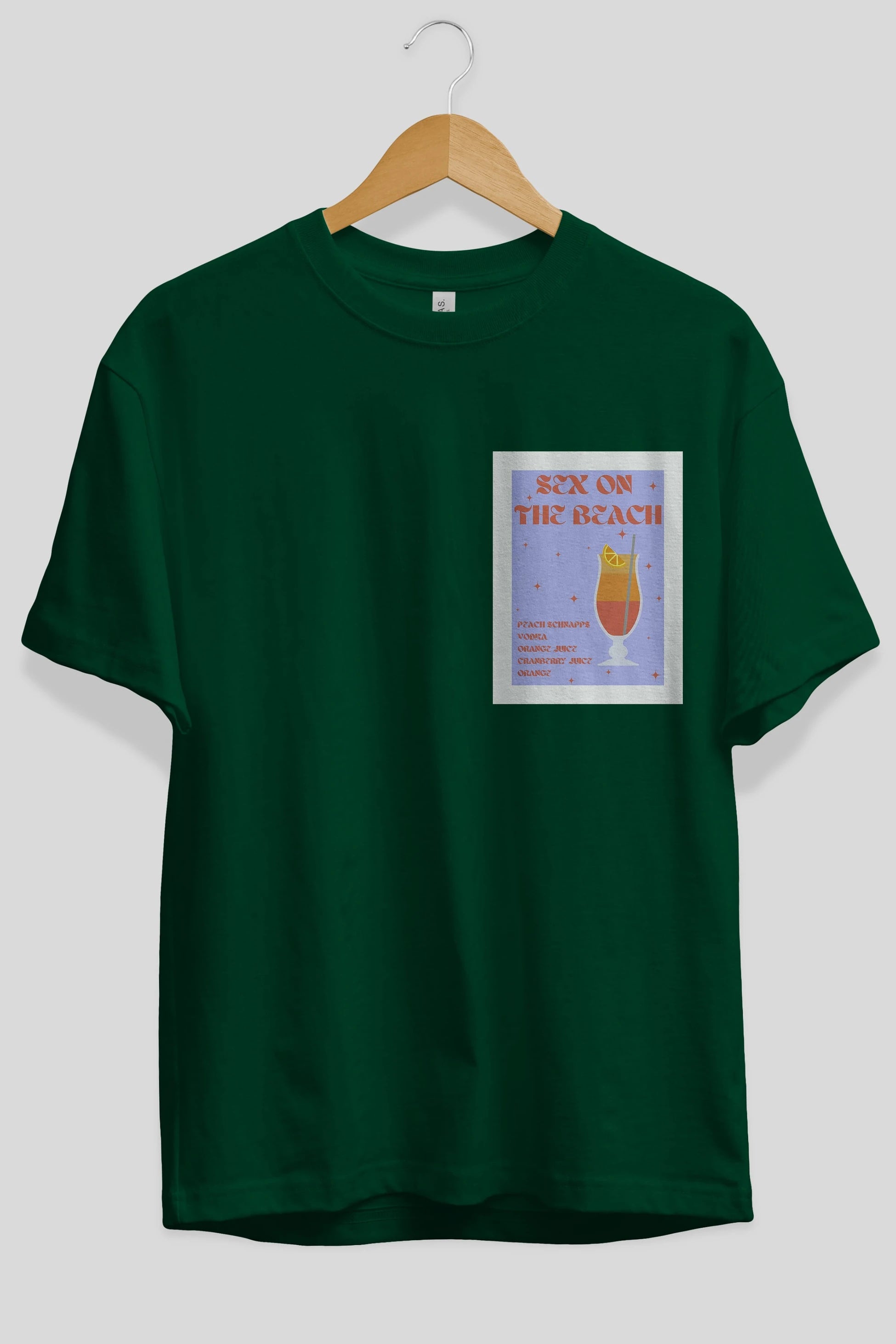 Sex On The Beach Ön Sol Baskılı Oversize t-shirt Erkek Kadın Unisex %100 Pamuk Bisiklet Yaka tişort