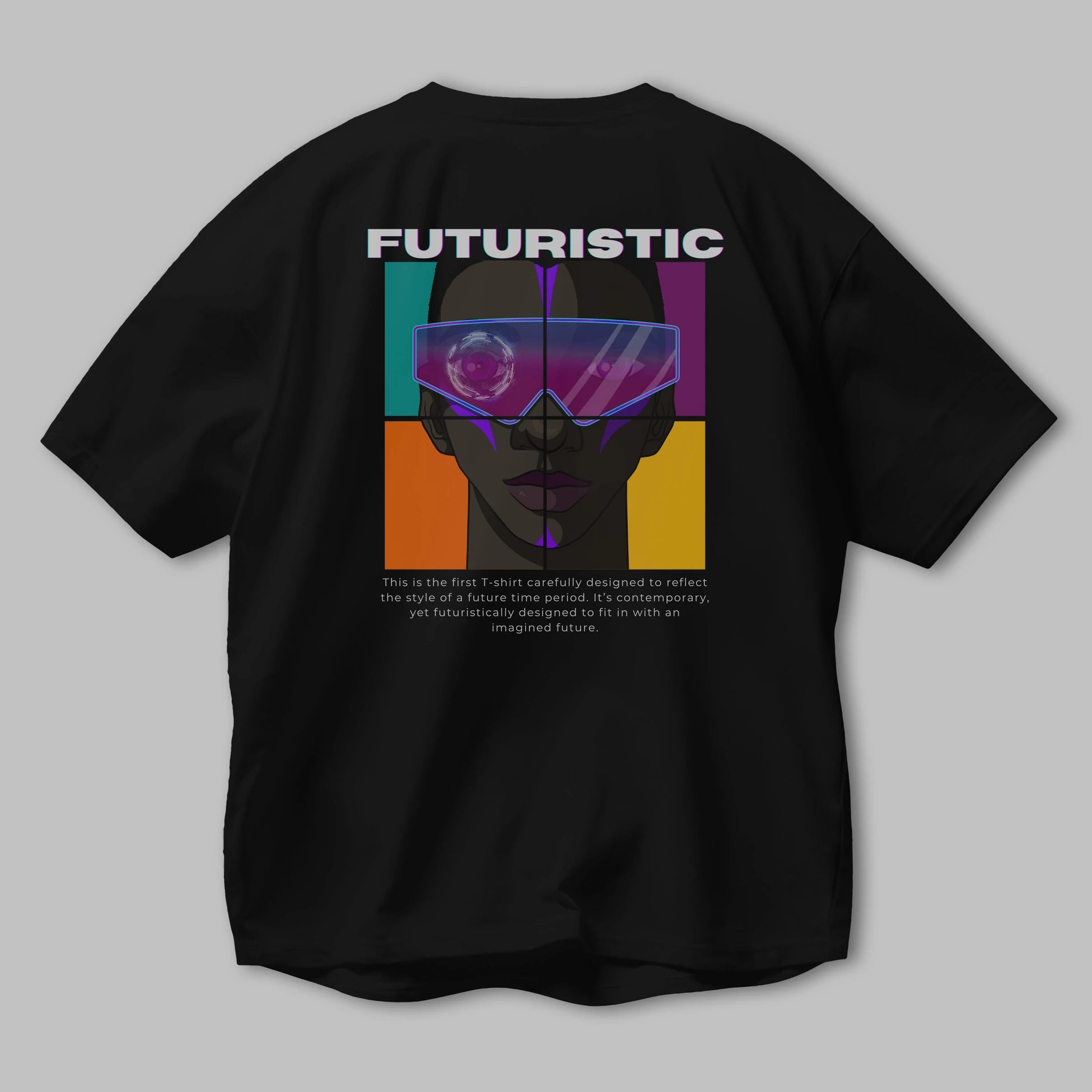 Futuristic Streetwear Arka Baskılı Oversize t-shirt Erkek Kadın Unisex