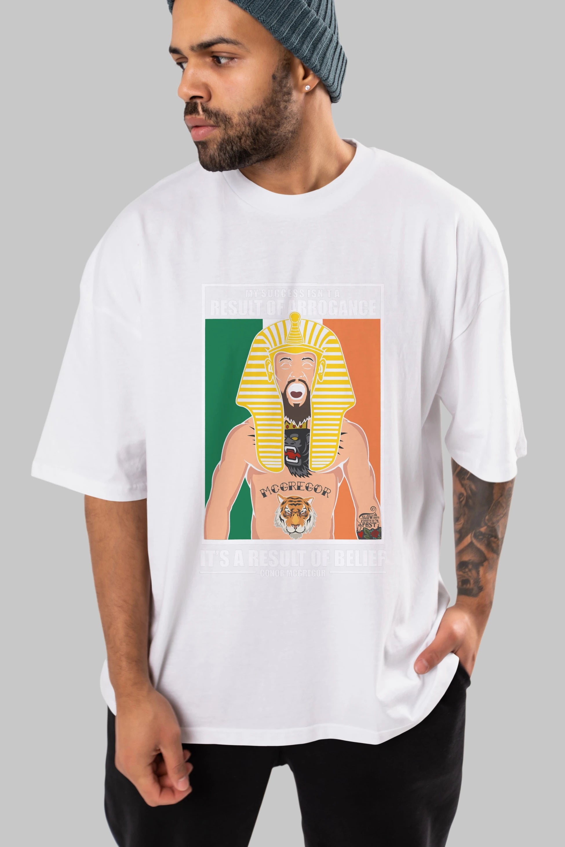 McGregor Pharaoh Ön Baskılı Oversize t-shirt Erkek Kadın Unisex %100 Pamuk tişort