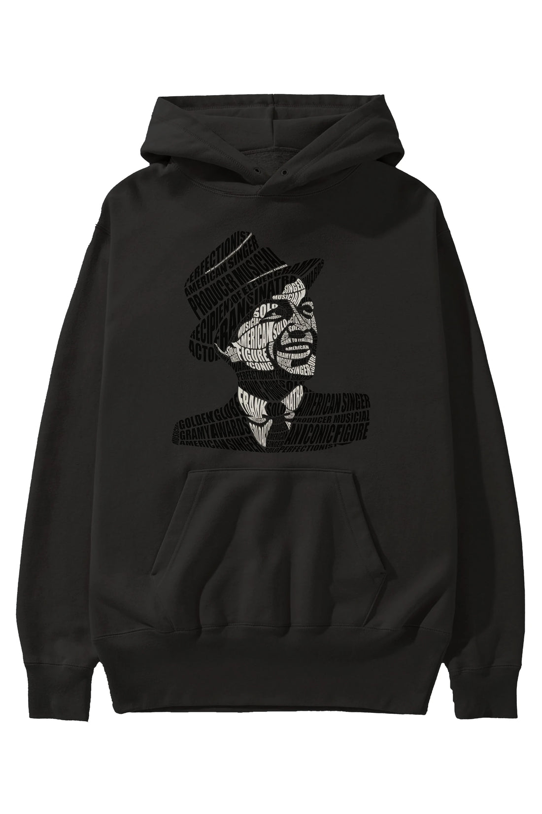 Frank Sinatra Calligram Ön Baskılı Hoodie Oversize Kapüşonlu Sweatshirt Erkek Kadın Unisex