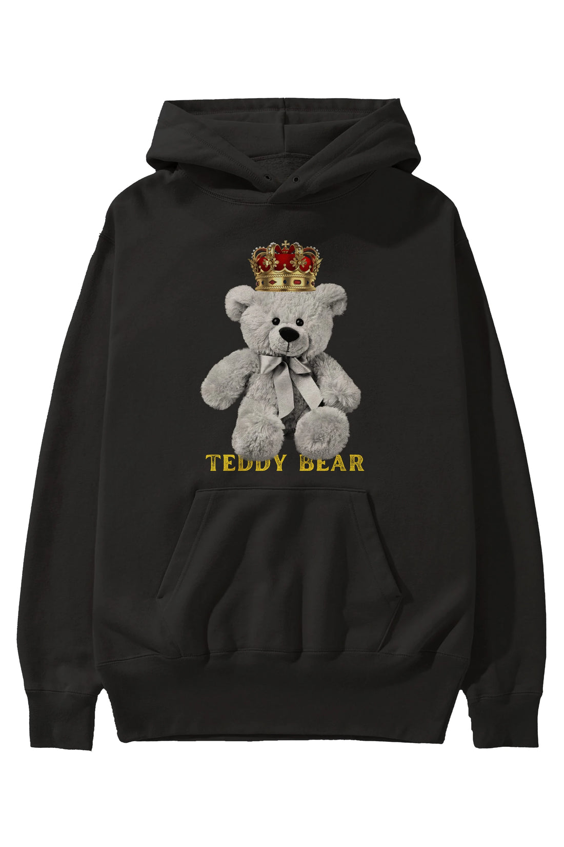 Teddy Bear Ön Baskılı Hoodie Oversize Kapüşonlu Sweatshirt Erkek Kadın Unisex